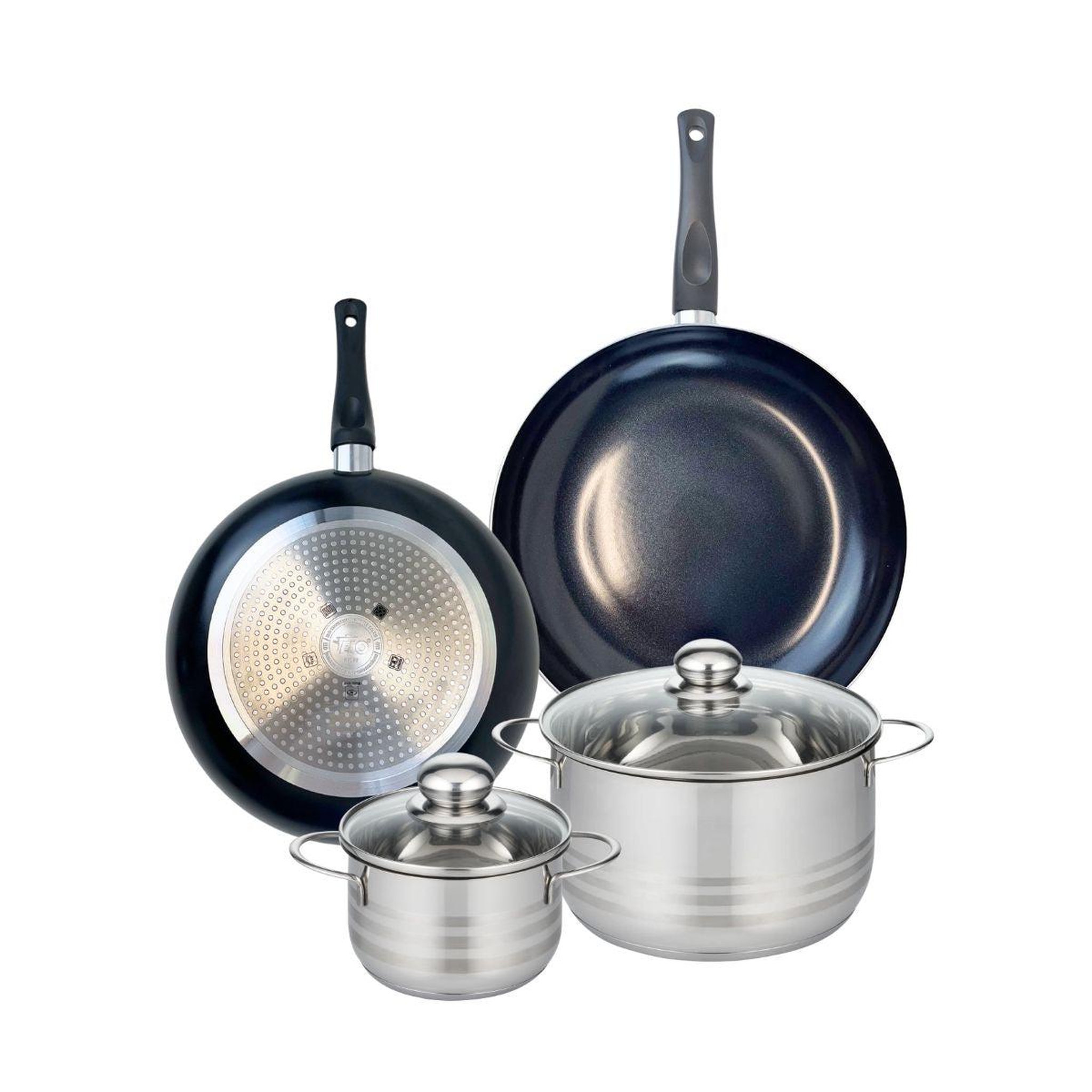ELO Ensemble de 2 poêles de cuisson 28 et 32 cm et 2 faitouts 16 et 24 cm elo prima brillant