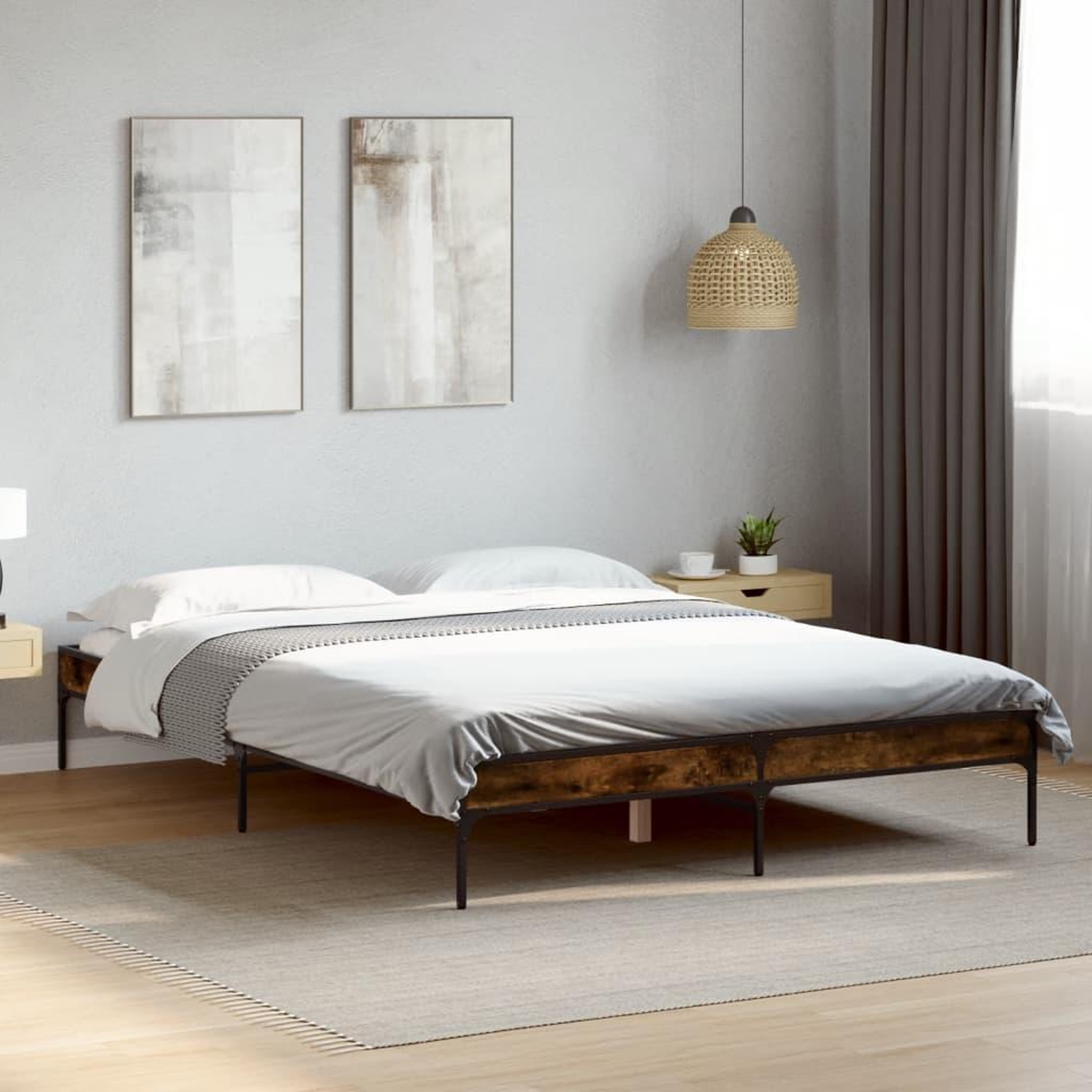 VIDAXL Cadre de lit sans matelas chene fume 120x200 cm