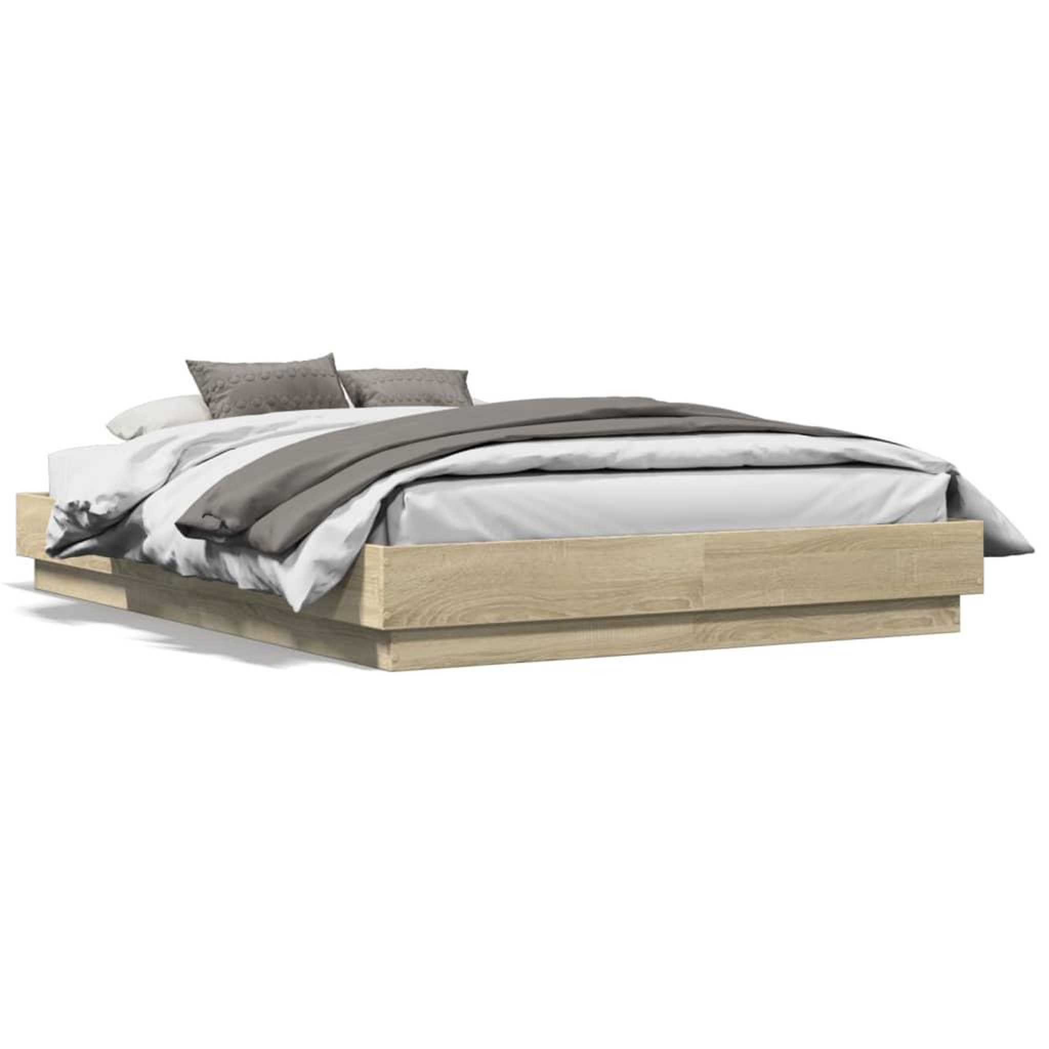 Voir la diapositive 5 : VIDAXL Cadre de lit avec LED sans matelas chene sonoma 120x190 cm