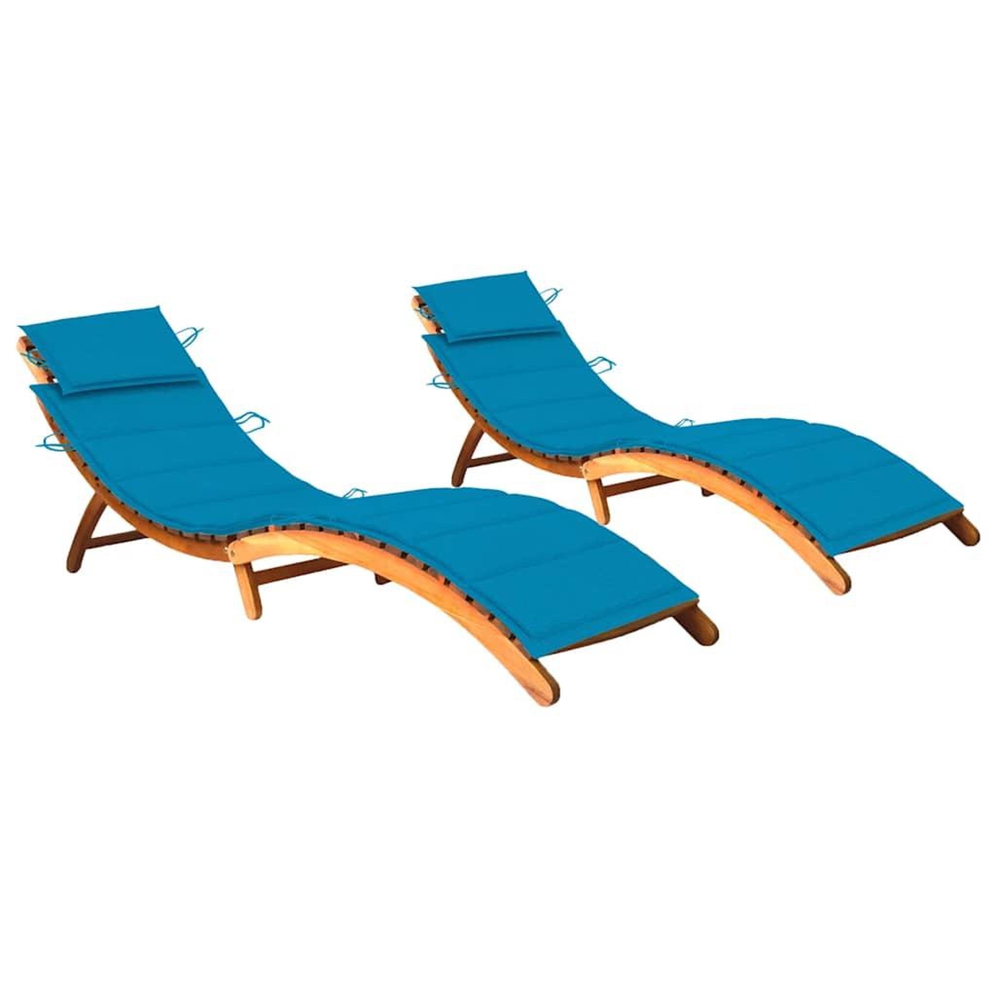 VIDAXL Chaises longues lot de 2 avec coussins Bois d'acacia solide