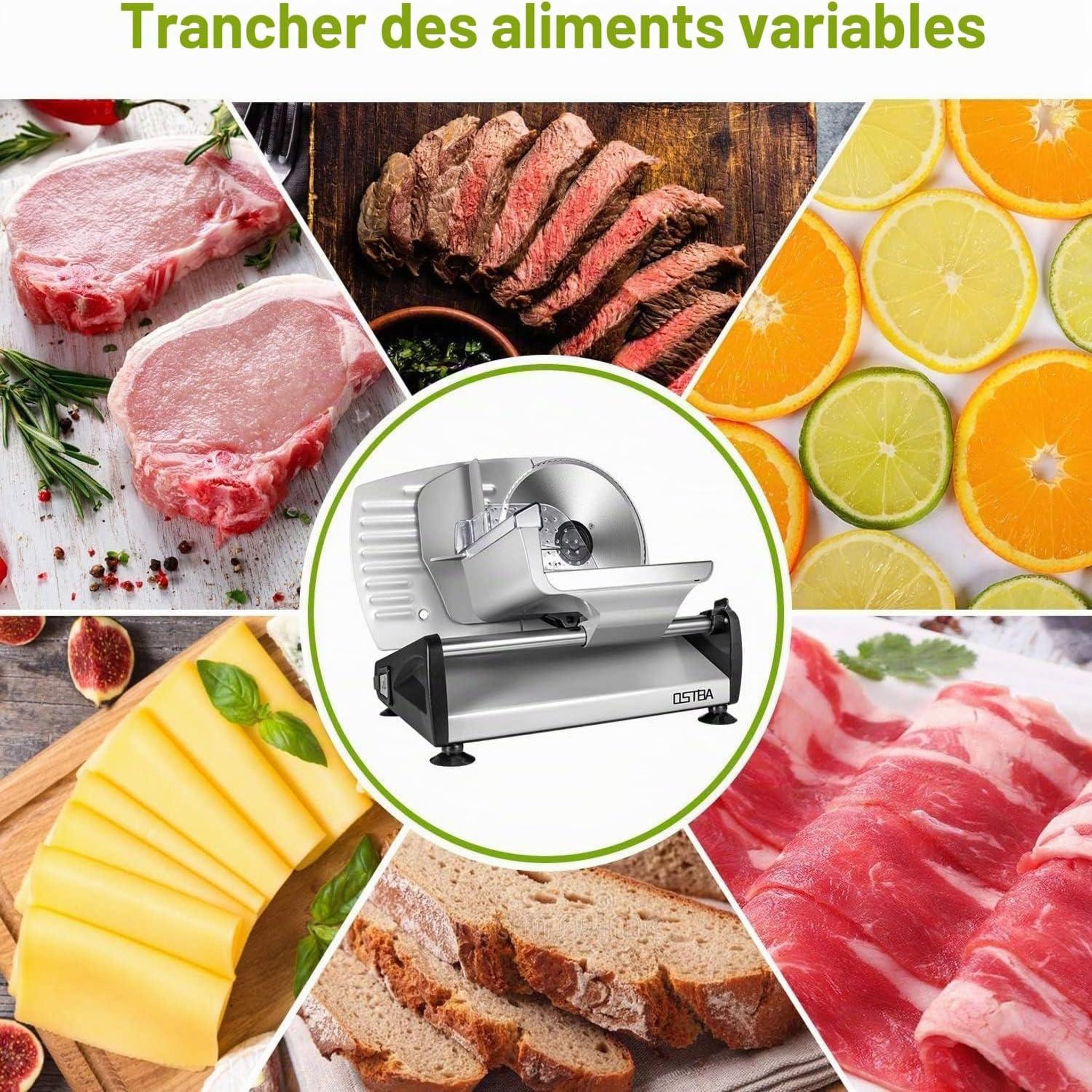 Voir la diapositive 6 : YASHE Trancheuse électrique, 150 W, lame 19 cm, coupe 0–15 mm, argent