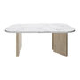 Voir la diapositive 3 : DIAGONE Table basse ovale - QUARTZ - Blanc effet marbre - Pieds épais en chene - 105 x 58 x 39 cm - DIAGONE