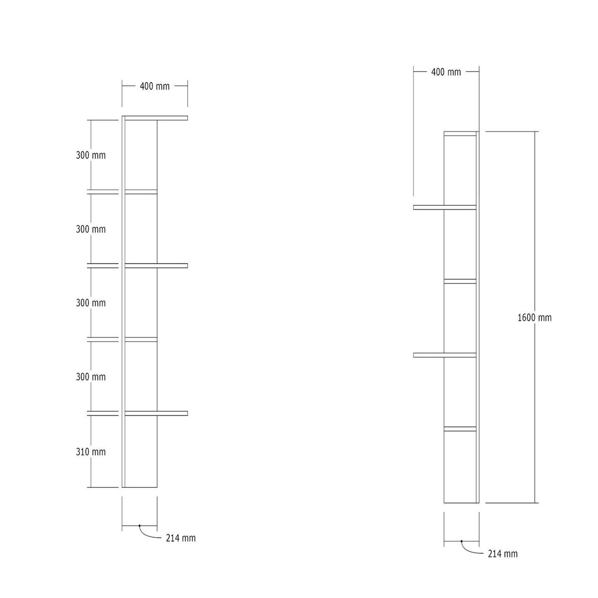 Habitat et Jardin Bibliothèque en bois  Bled  - 40 x 21 x 160 cm - Beige