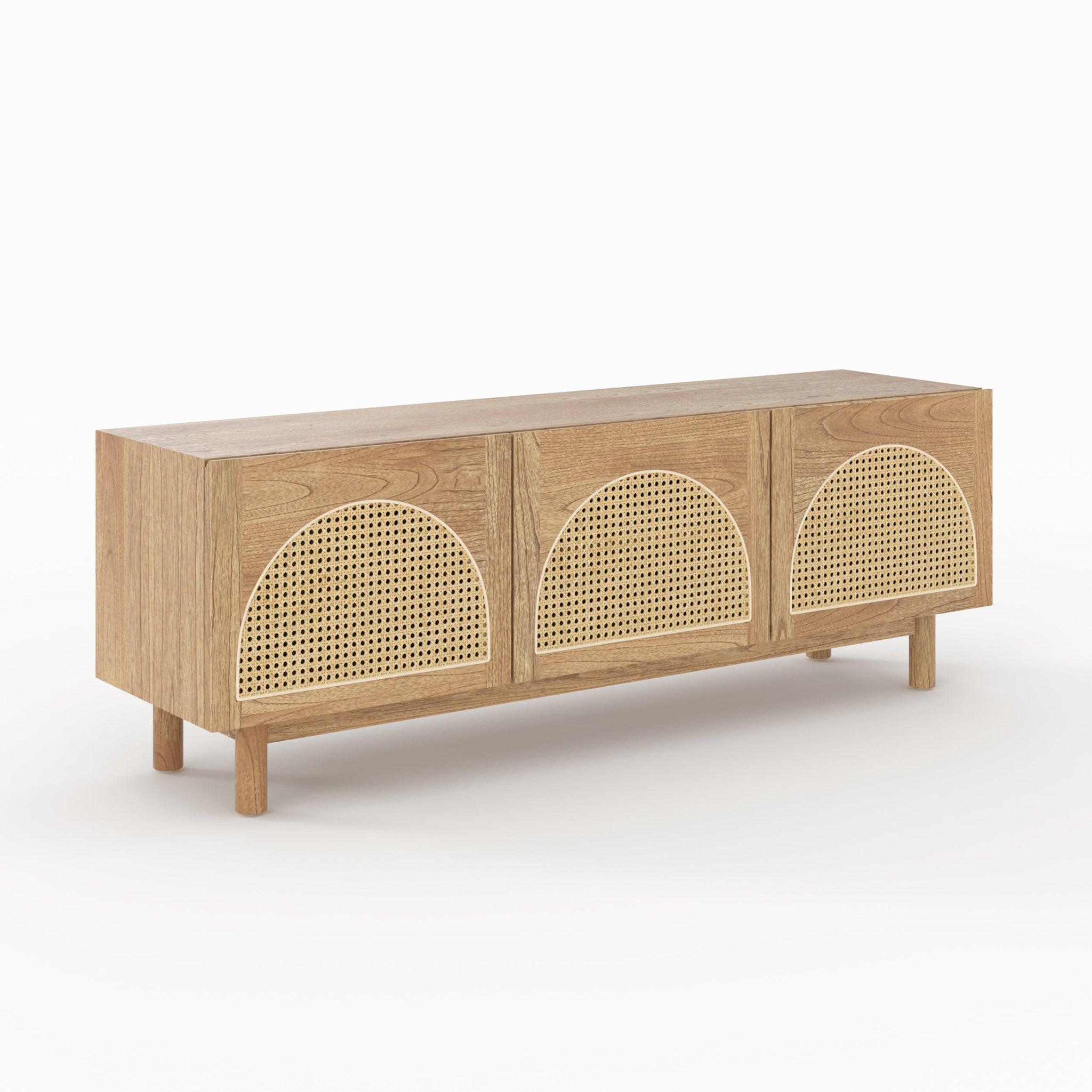 Voir la diapositive 6 : MAISON PAVANE Meuble tv en bois massif de mindi et rotin 160 cm-delya