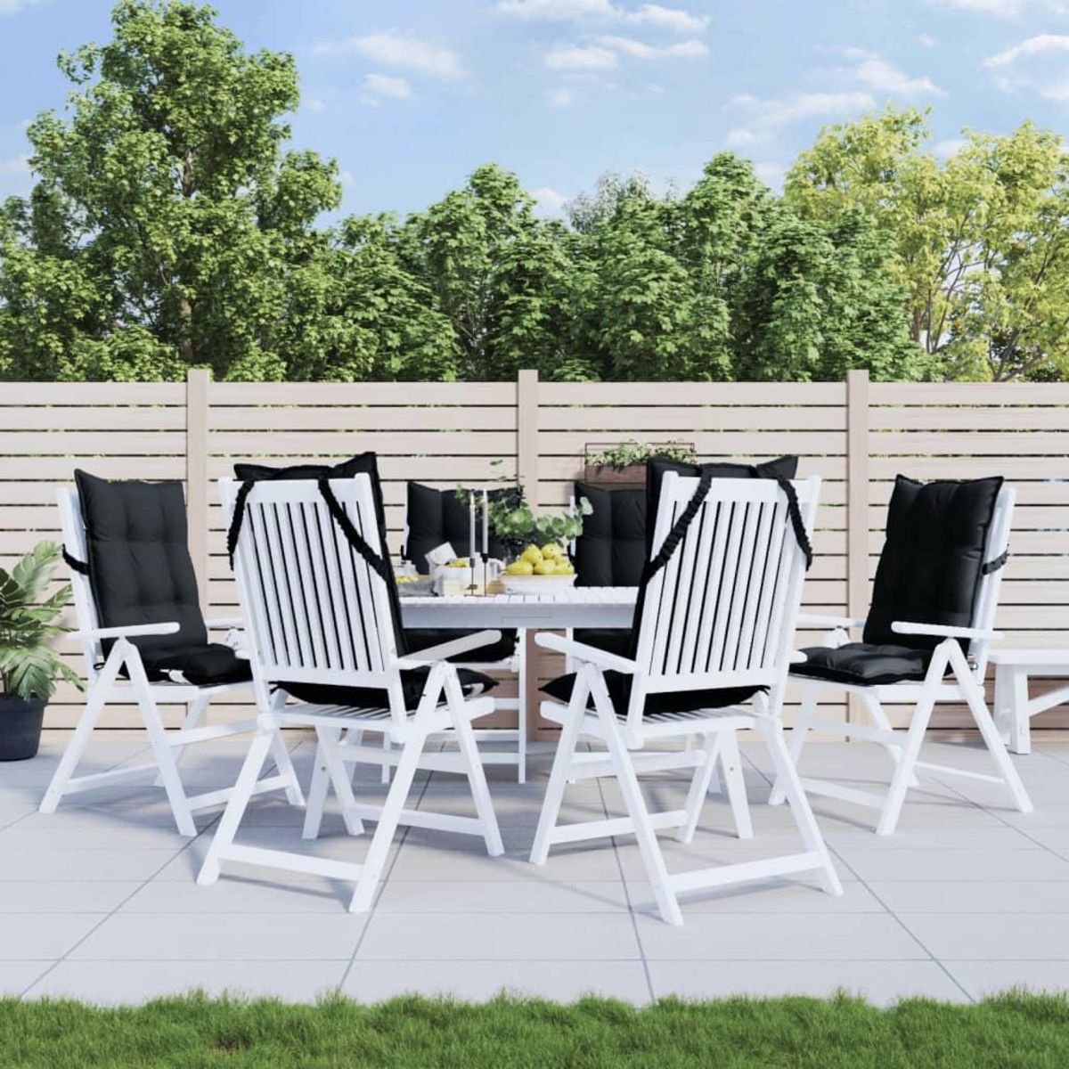 VIDAXL Coussins de chaise a dossier haut lot de 6 noir tissu oxford