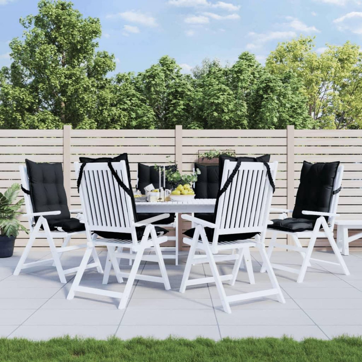 VIDAXL Coussins de chaise a dossier haut lot de 6 noir tissu oxford