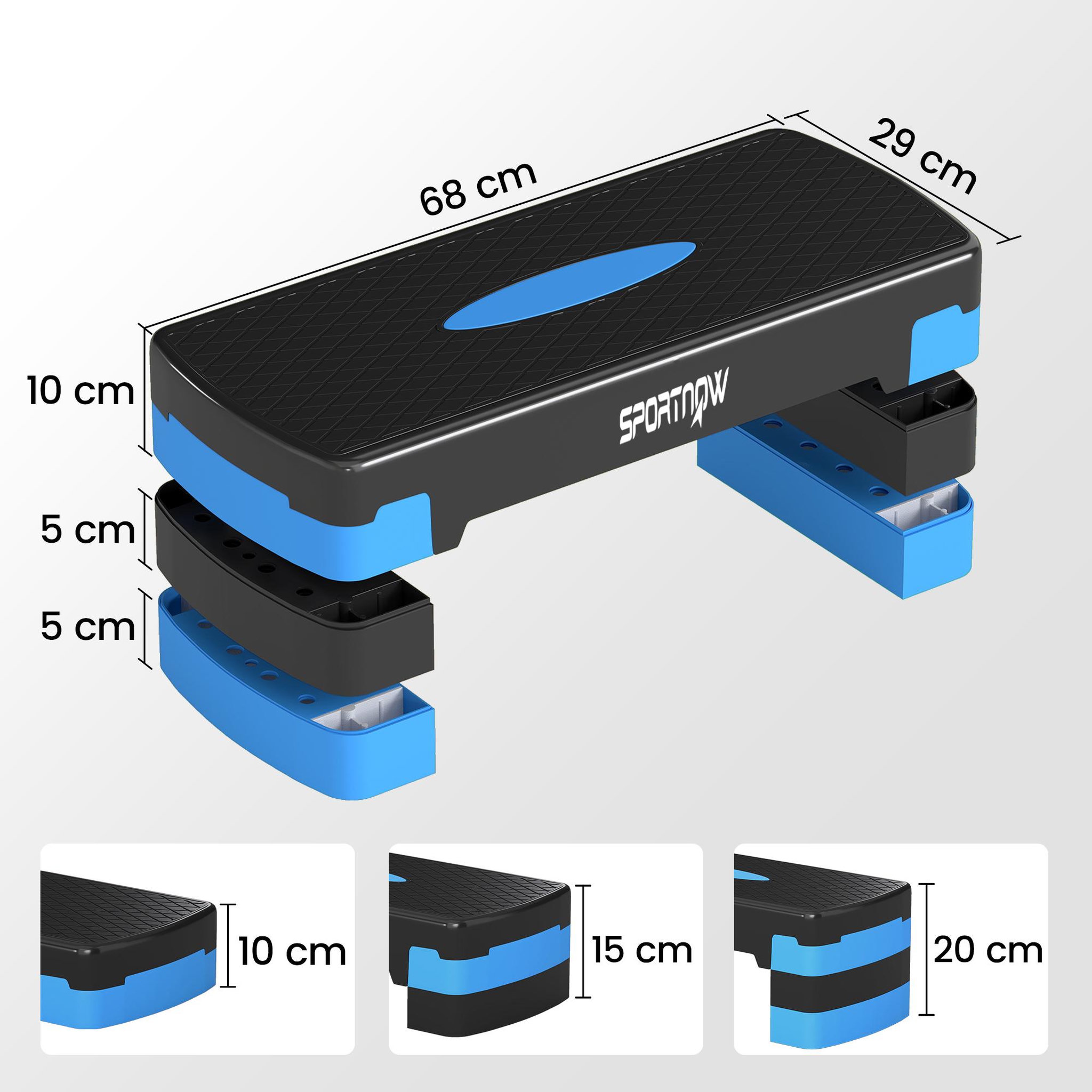 Voir la diapositive 3 : HOMCOM Stepper fitness aérobic hauteur réglable 10/15/20 cm antidérapant bleu