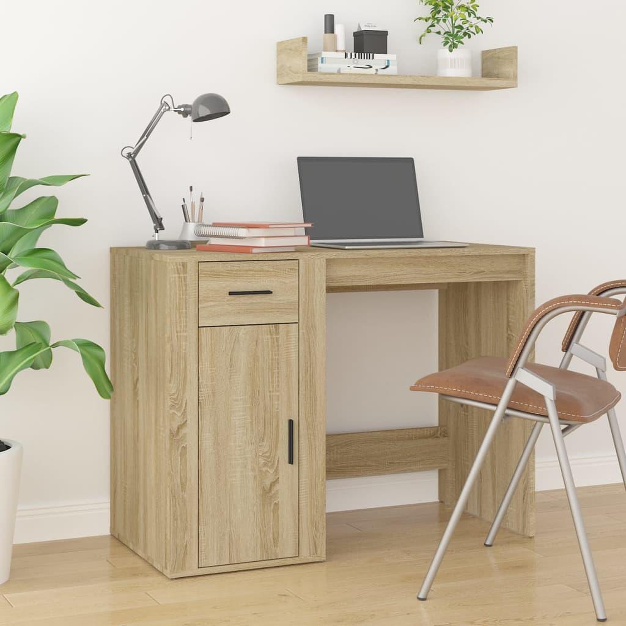 Voir la diapositive 1 : VIDAXL Bureau Chene sonoma 100x49x75 cm Bois d'ingenierie