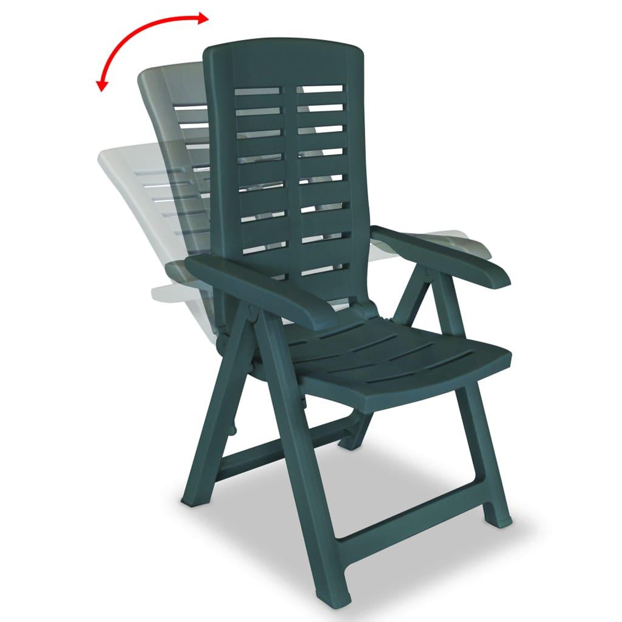 Voir la diapositive 2 : VIDAXL Chaises inclinables de jardin lot de 4 Plastique Vert