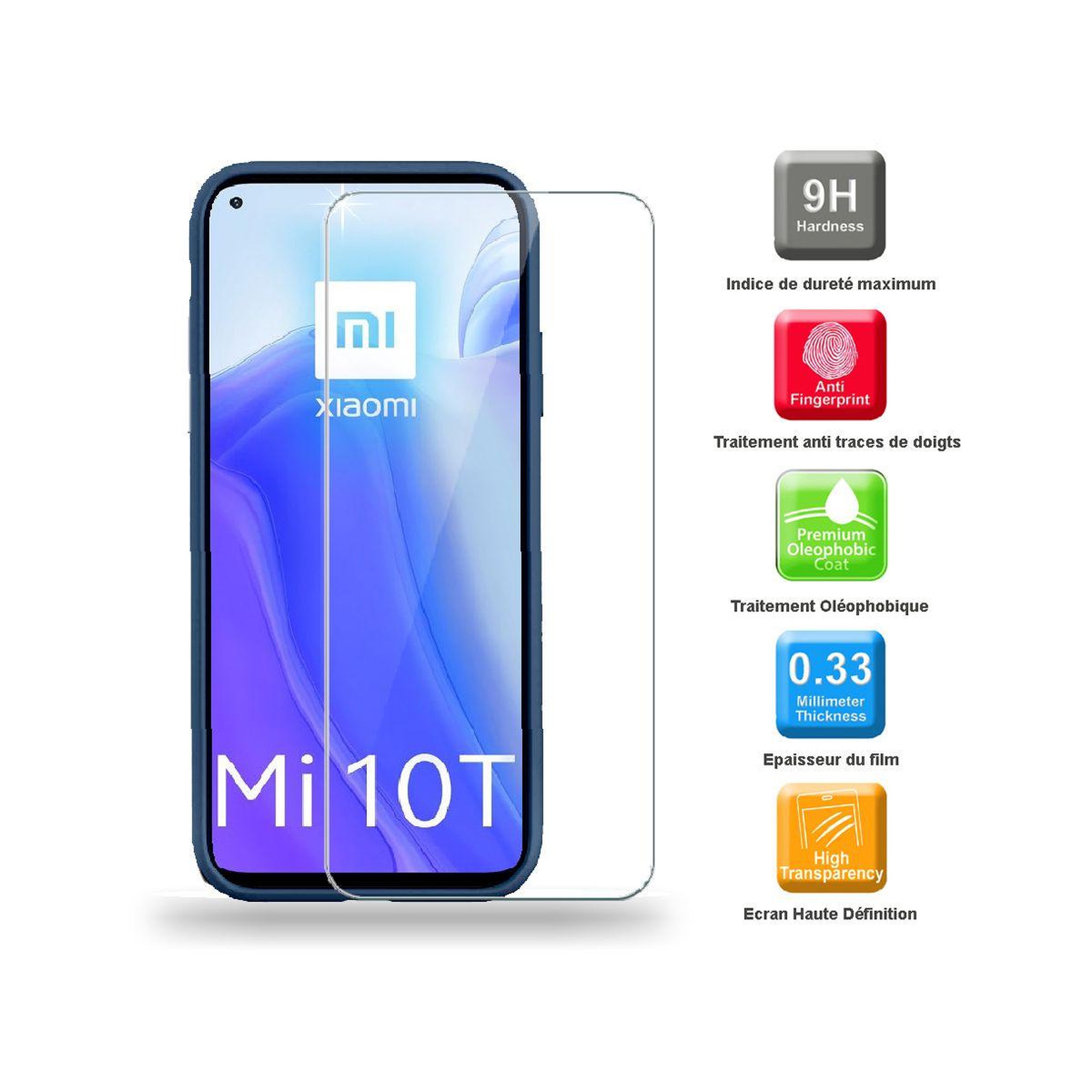 Voir la diapositive 2 : IBROZ Coque Xiaomi Mi 10T Coque bleu + Verre trempé