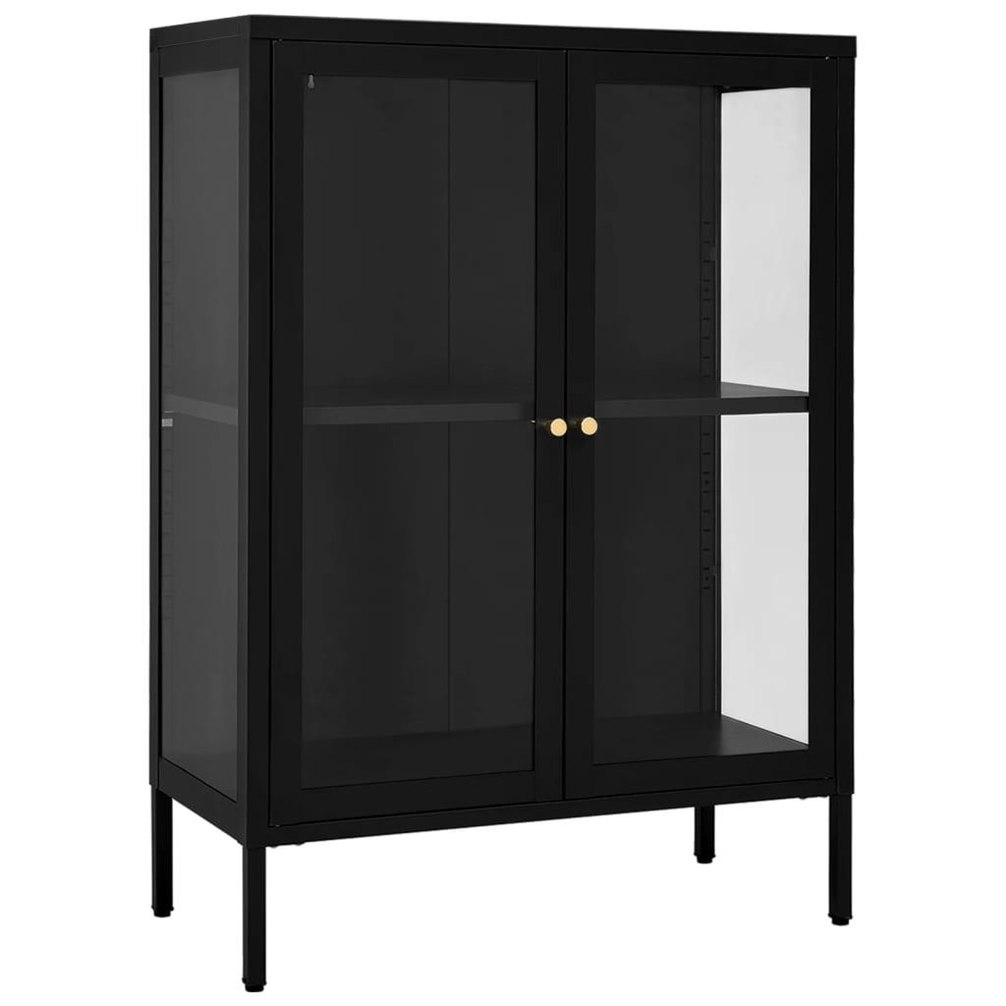 Voir la diapositive 2 : VIDAXL Buffet Noir 75x35x105 cm Acier et verre