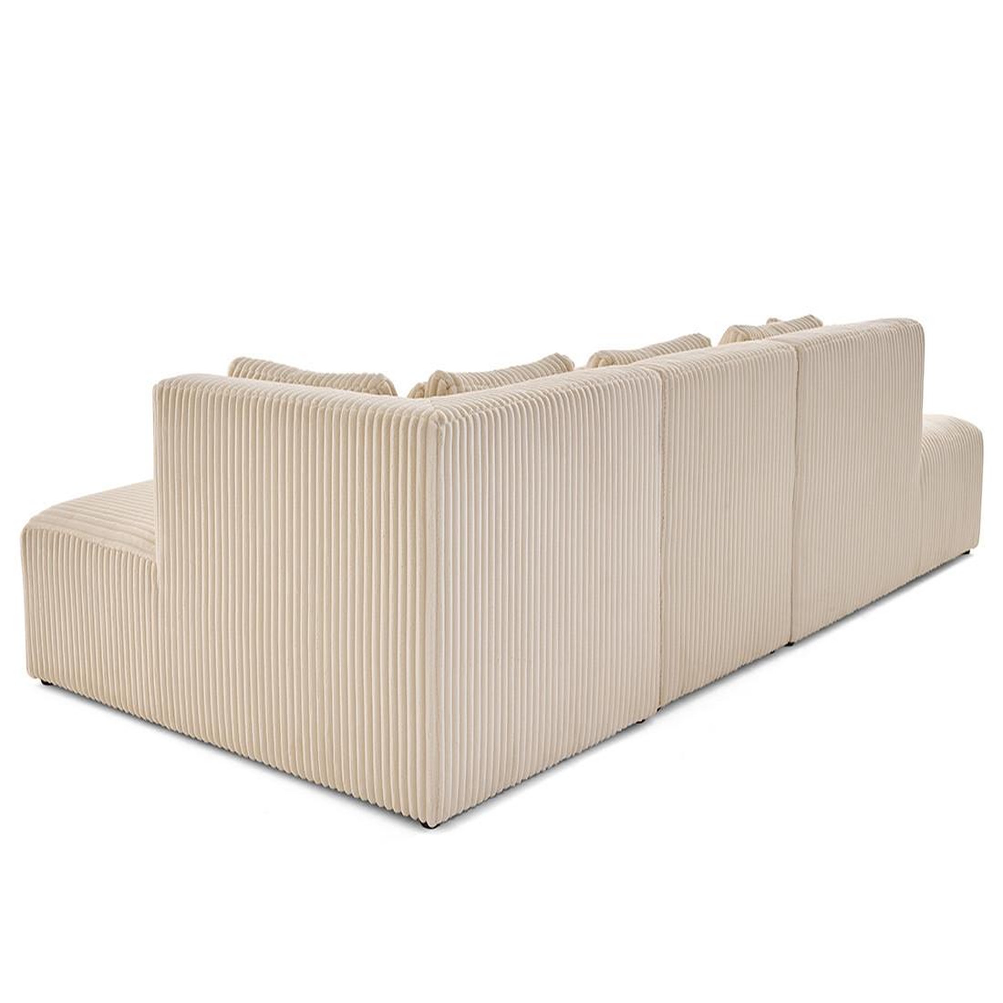 Voir la diapositive 4 : LISA DESIGN Victoire - canapé modulable d'angle droit 5 places en velours côtelé grosses côtes