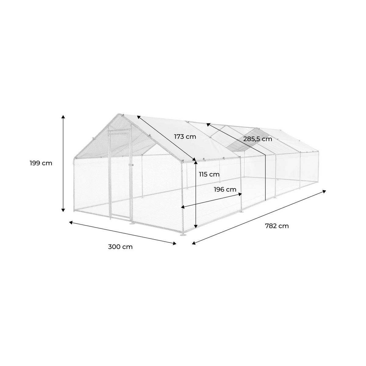 SWEEEK Enclos pour poulailler en acier galvanisé, toit imperméable et anti UV, porte avec loquet
