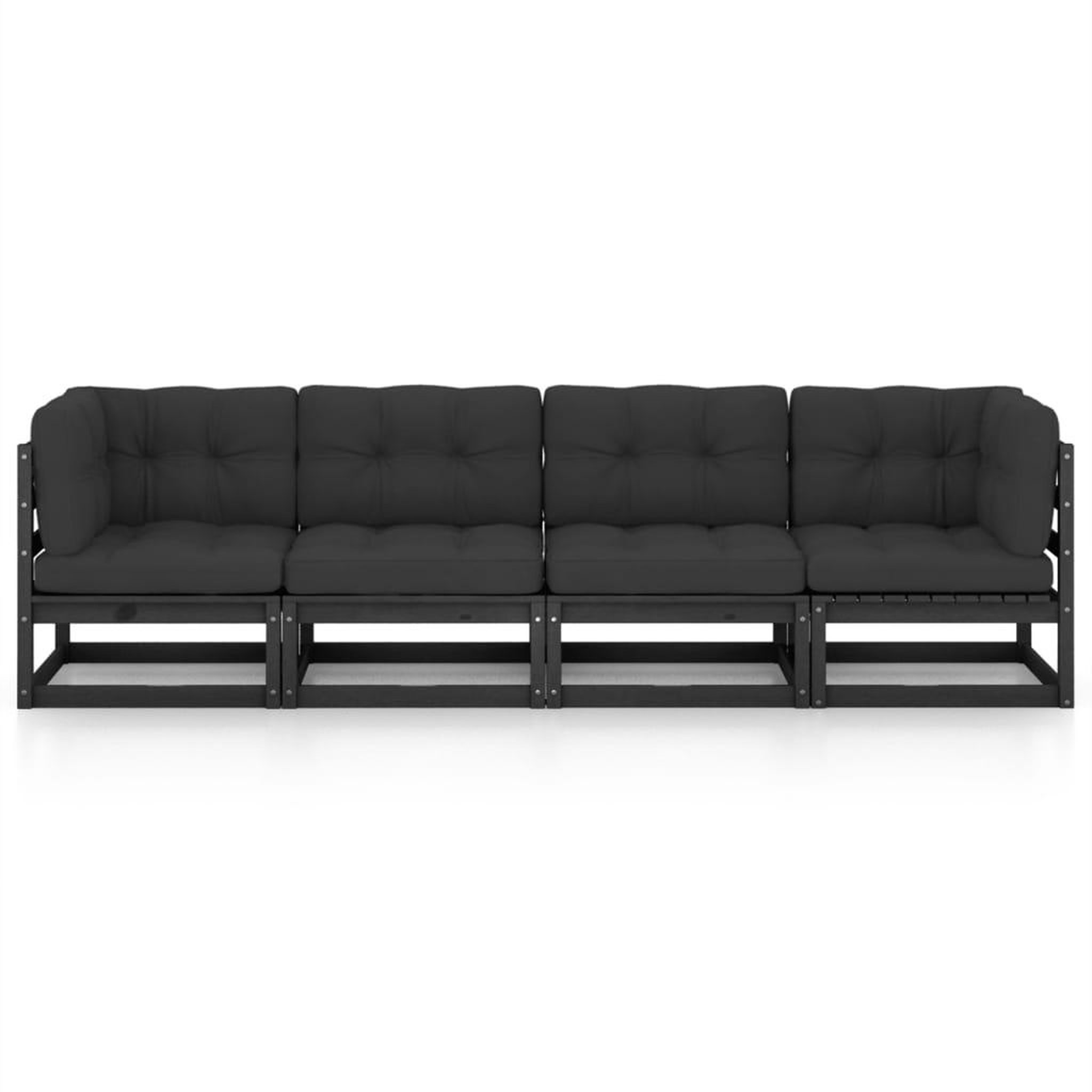 Voir la diapositive 3 : VIDAXL Canape 4 places de jardin avec coussins Bois de pin massif