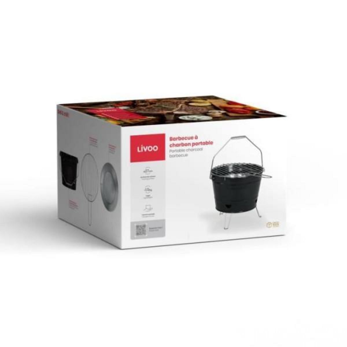 LIVOO Barbecue à charbon 27cm noir - DOC327N