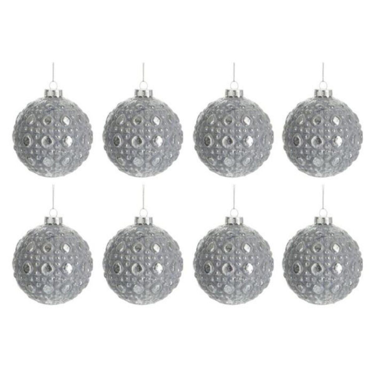 Paris Prix Lot de 8 Boules de Noël  Antique Ronde  8cm Gris