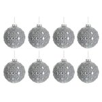 Paris Prix Lot de 8 Boules de Noël  Antique Ronde  8cm Gris