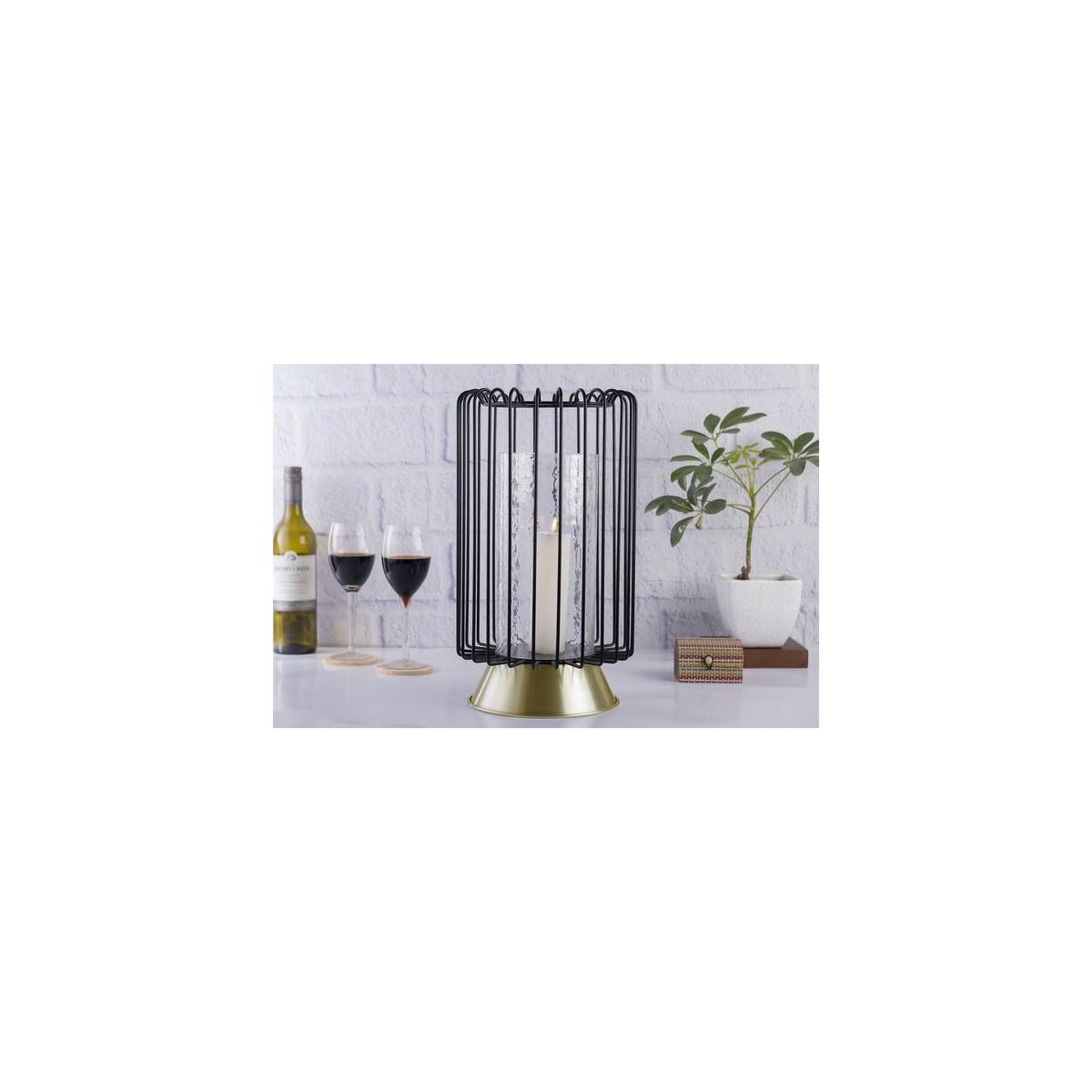 Voir la diapositive 4 : Paris Prix Bougeoir rond déco  malibu  40cm noir & or