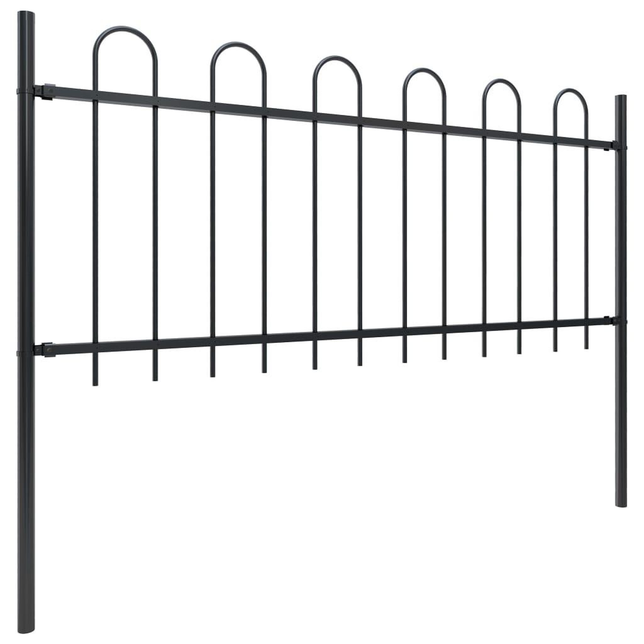 Voir la diapositive 2 : VIDAXL Cloture de jardin avec dessus en cerceau Acier 6,8 x 0,8 m Noir