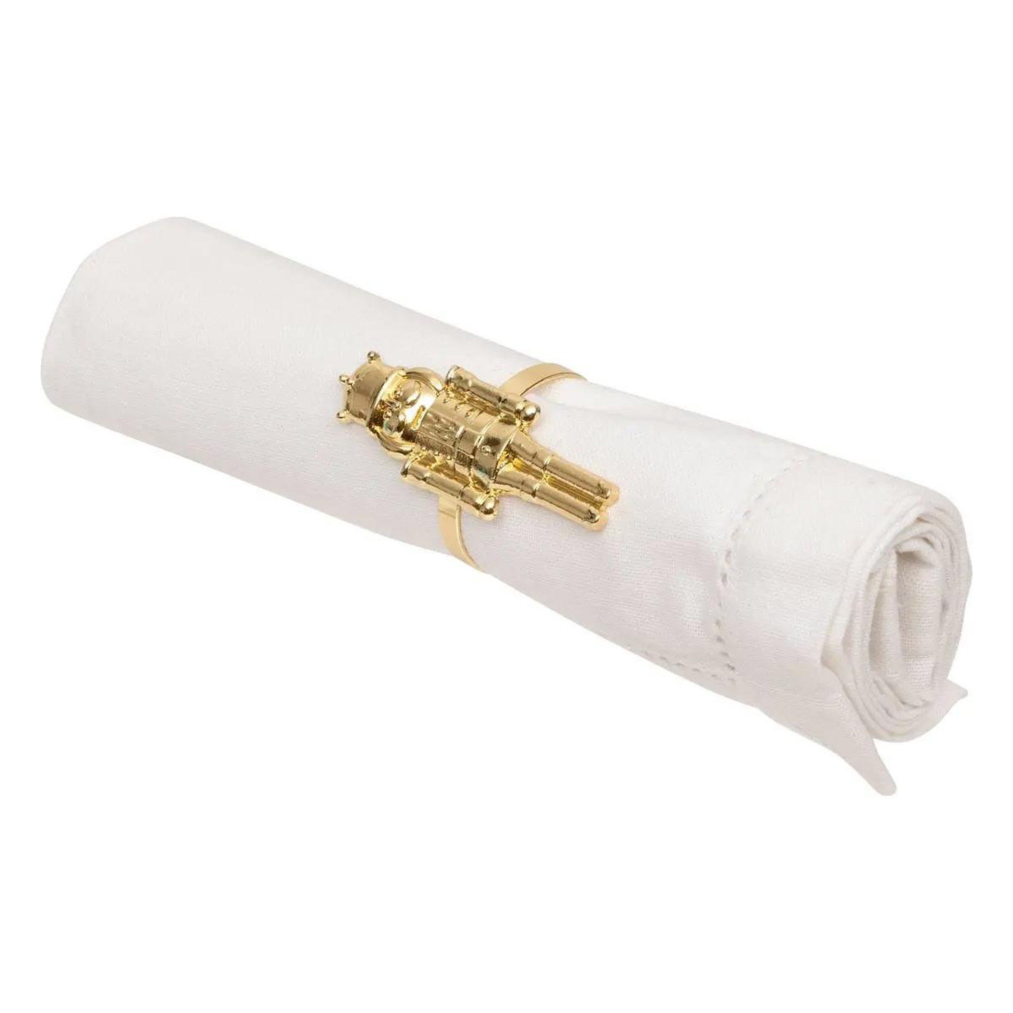 Voir la diapositive 3 : ATMOSPHERA Lot de 2 ronds de serviette  casse-noisette  7cm doré