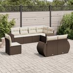 VIDAXL Salon de jardin 8 pcs avec coussins marron resine tressee