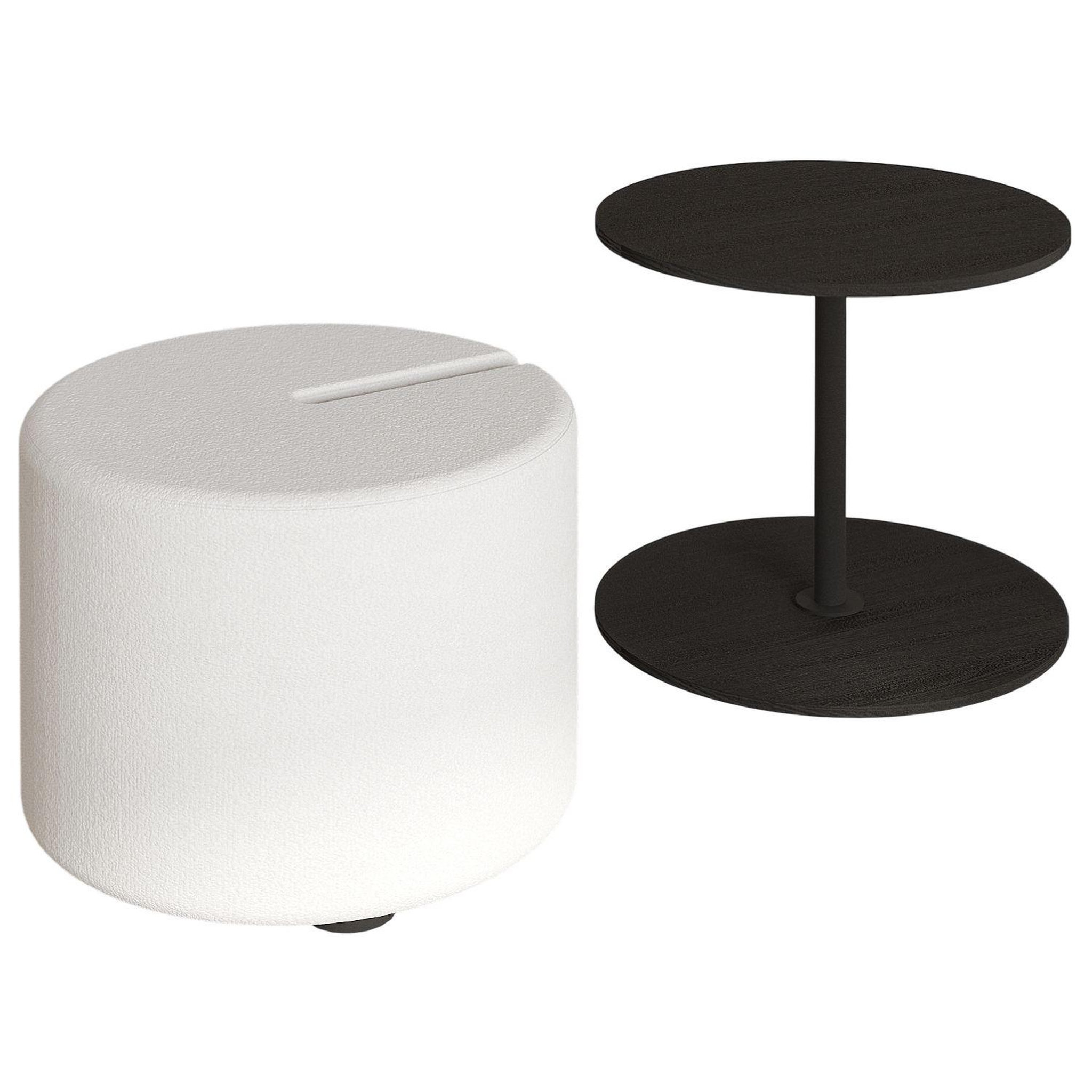 Habitat et Jardin Table d'appoint avec pouf en bois  vexana  - 43 x 43 x 47 cm - noir