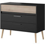 Voir la diapositive 5 : PARISOT Commode - AALBORG - 3 tiroirs - Décor Noir et chene - Style Scandinave - L90,8 x P39,9 x H77,5 cm - PARISOT