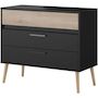 Voir la diapositive 5 : PARISOT Commode - AALBORG - 3 tiroirs - Décor Noir et chene - Style Scandinave - L90,8 x P39,9 x H77,5 cm - PARISOT