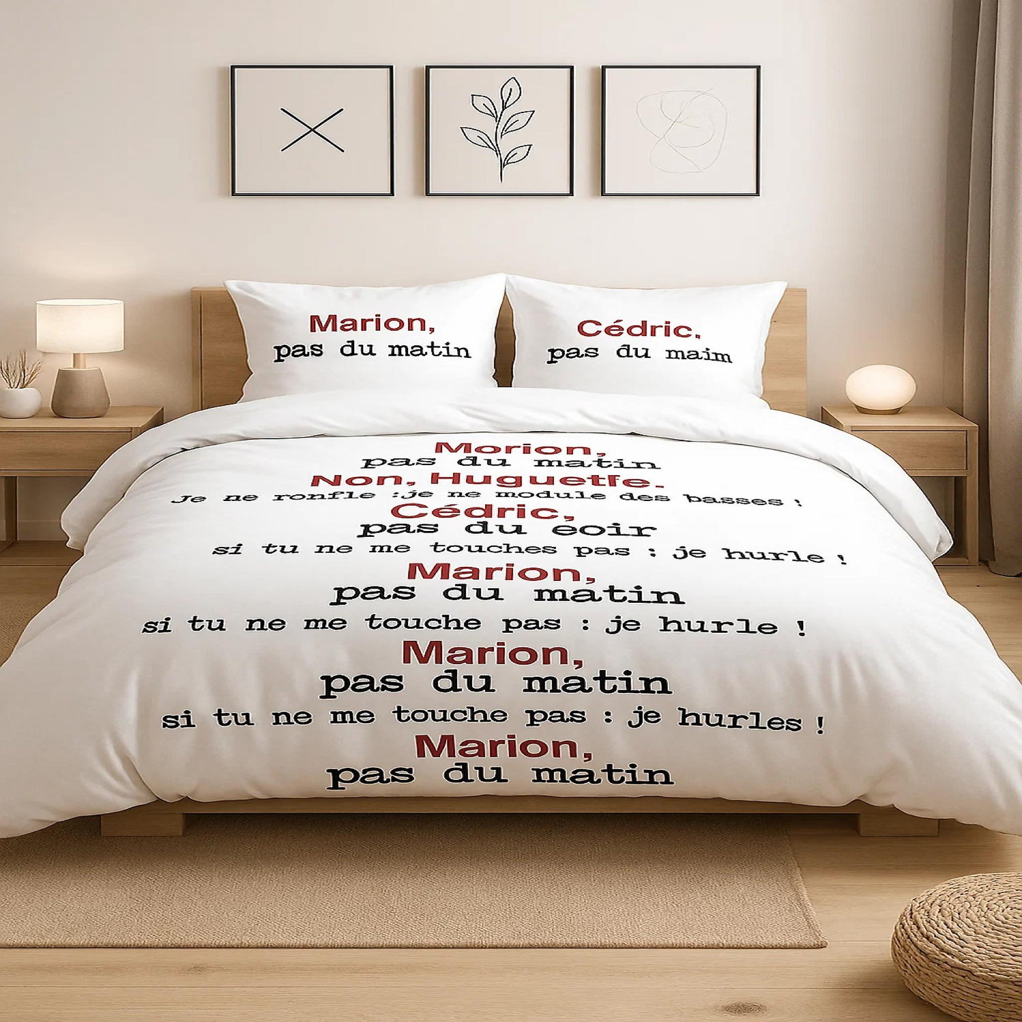 Home collection Parure housse de couette 100%coton 240x220cm scene de menage