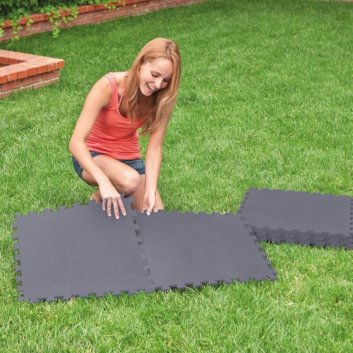 INTEX Tapis mousse pour piscine 8 dalles gris