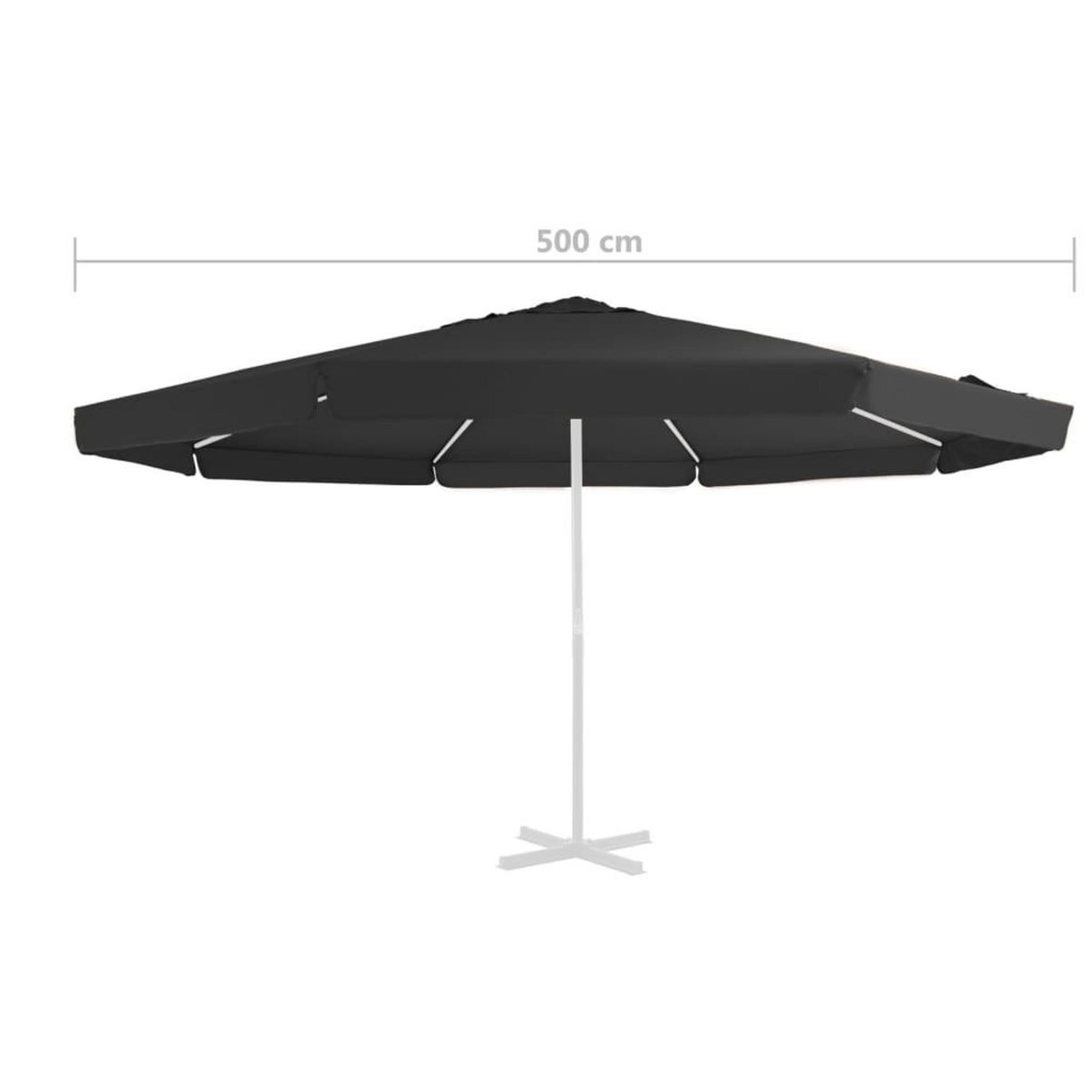 VIDAXL Tissu de remplacement pour parasol d'exterieur Noir 500 cm