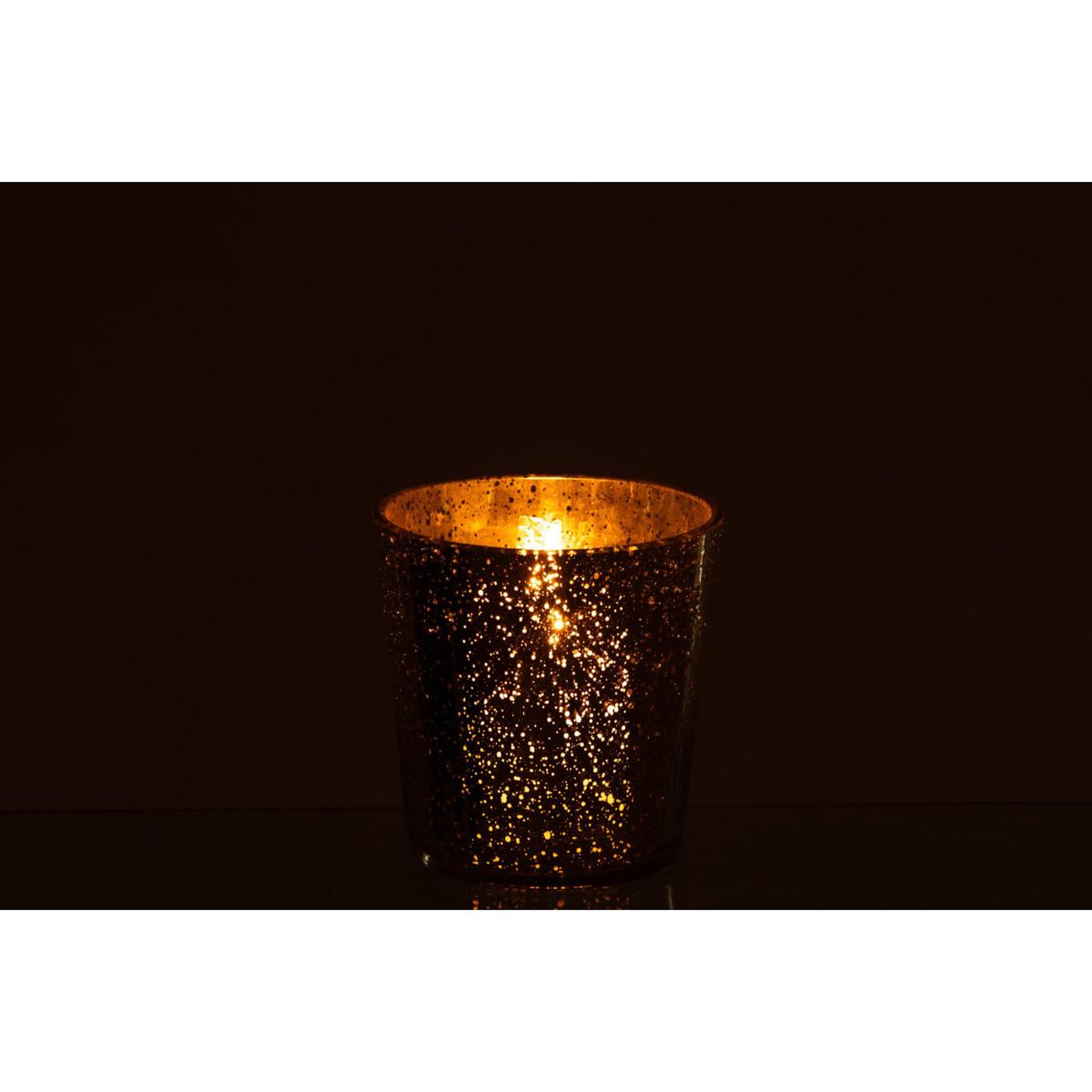 Voir la diapositive 6 : J-LINE Photophore design en verre  sparkle  16cm argenté