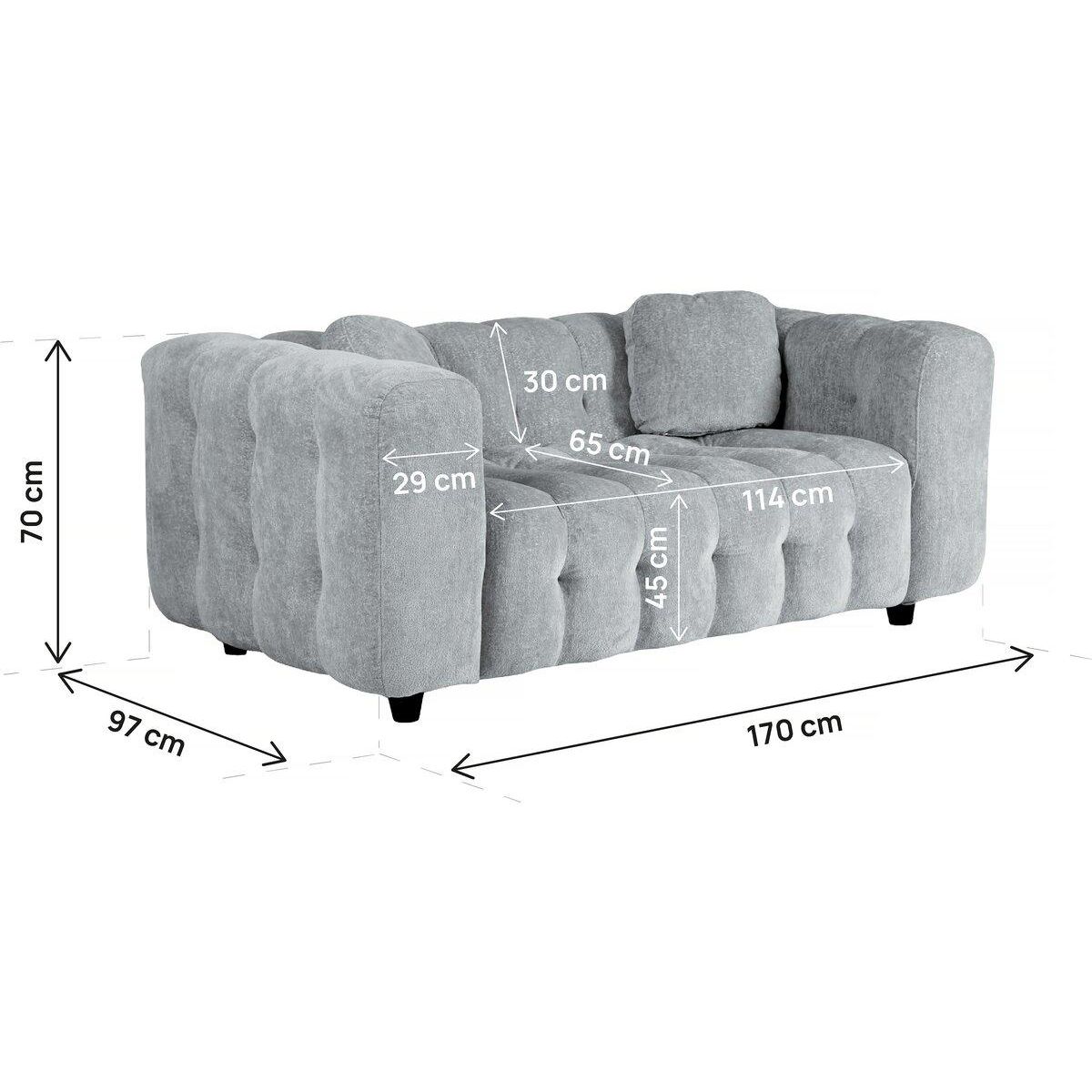 Habitat et Jardin Canapé droit en tissu chenille  Vendome  - 2 places - Gris