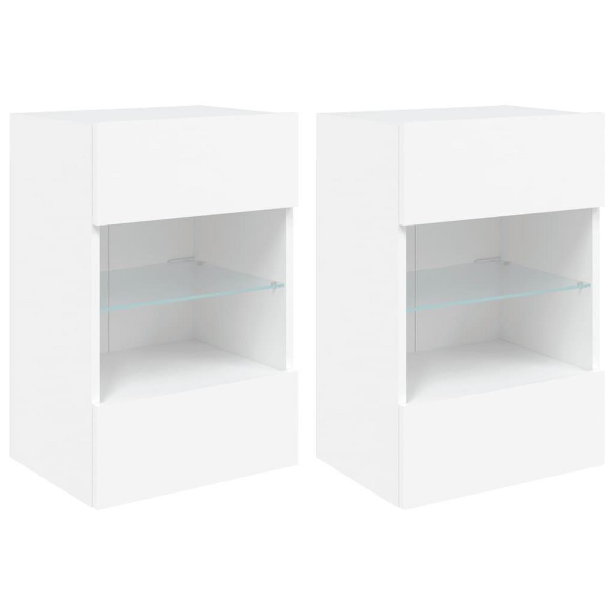 VIDAXL Meubles TV muraux avec lumieres LED 2 pcs blanc 40x30x60,5 cm