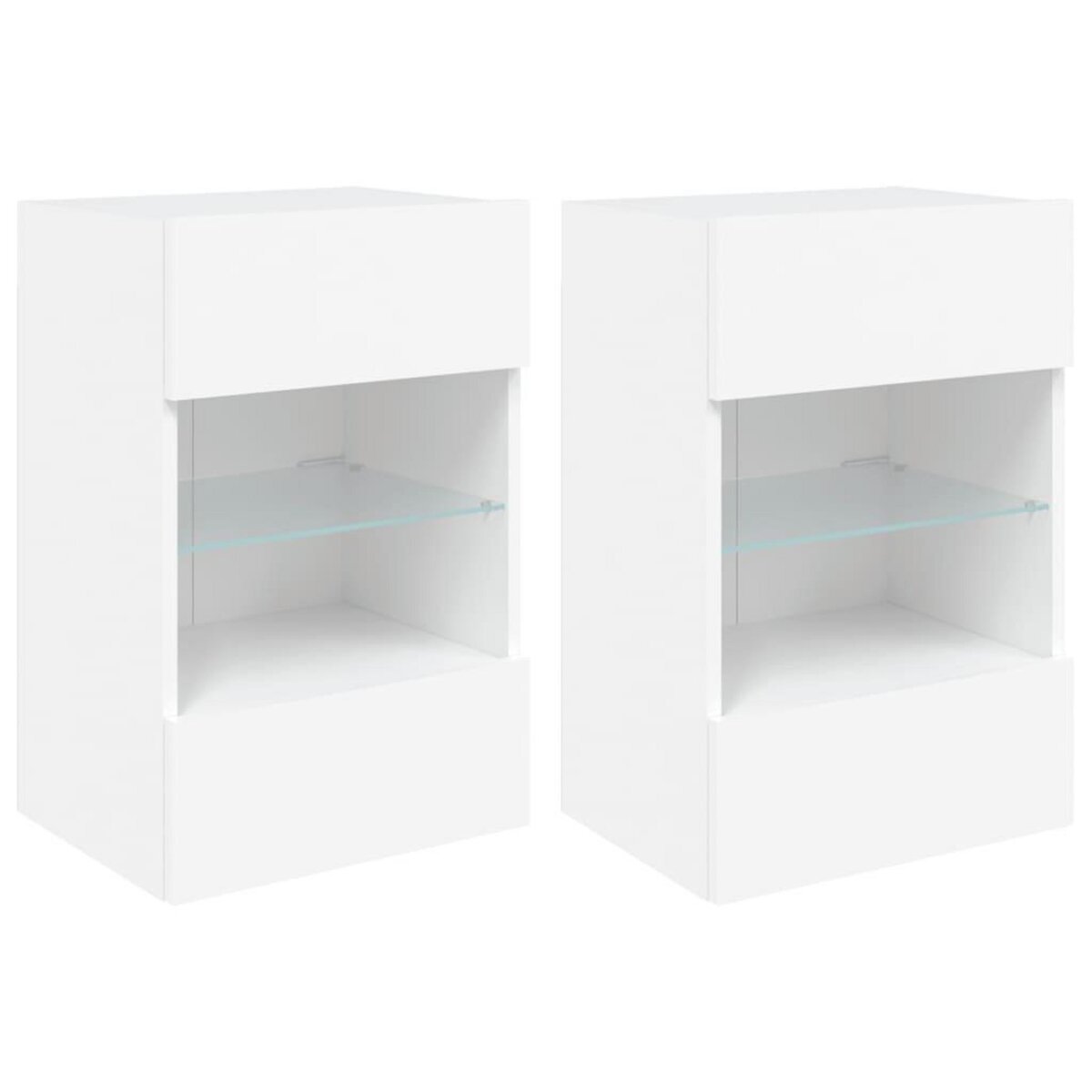VIDAXL Meubles TV muraux avec lumieres LED 2 pcs blanc 40x30x60,5 cm
