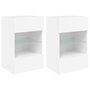 Voir la diapositive 2 : VIDAXL Meubles TV muraux avec lumieres LED 2 pcs blanc 40x30x60,5 cm