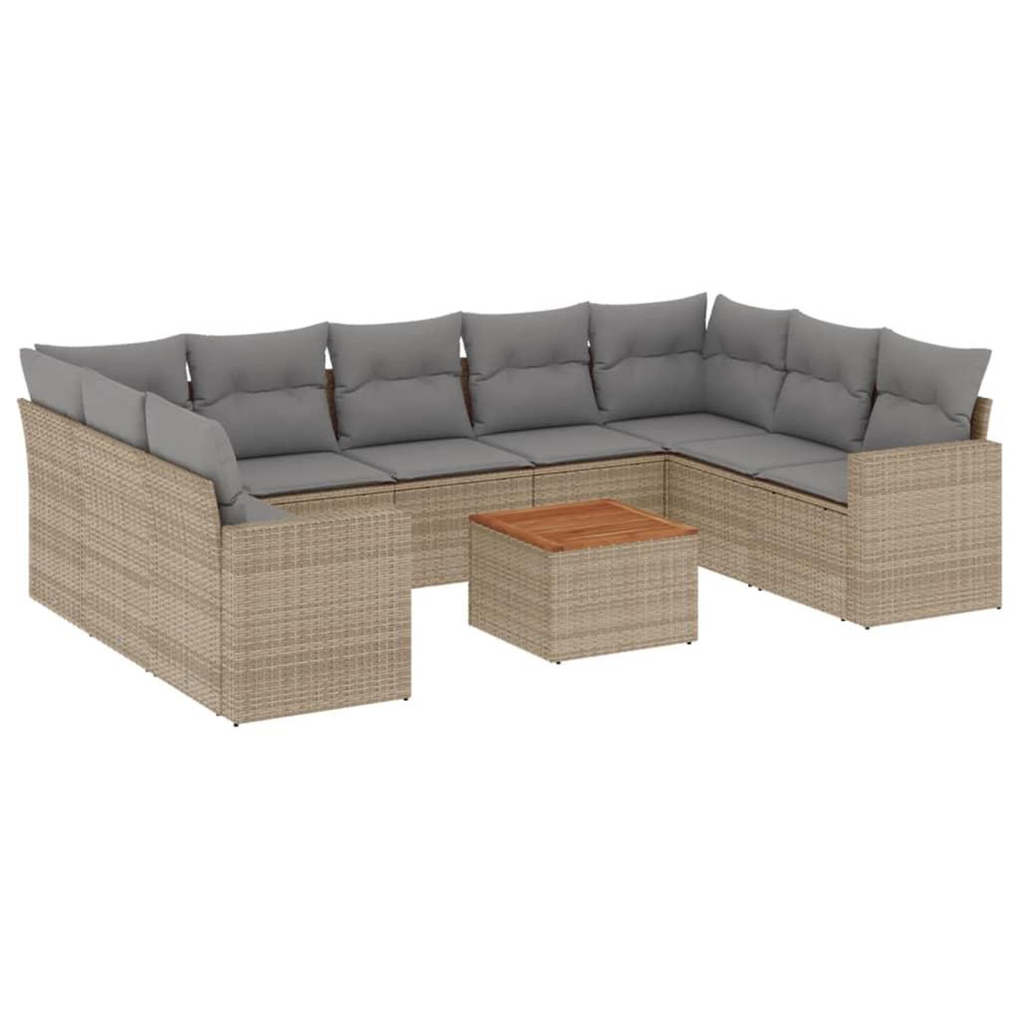 Voir la diapositive 2 : VIDAXL Salon de jardin et coussins 10 pcs melange beige resine tressee