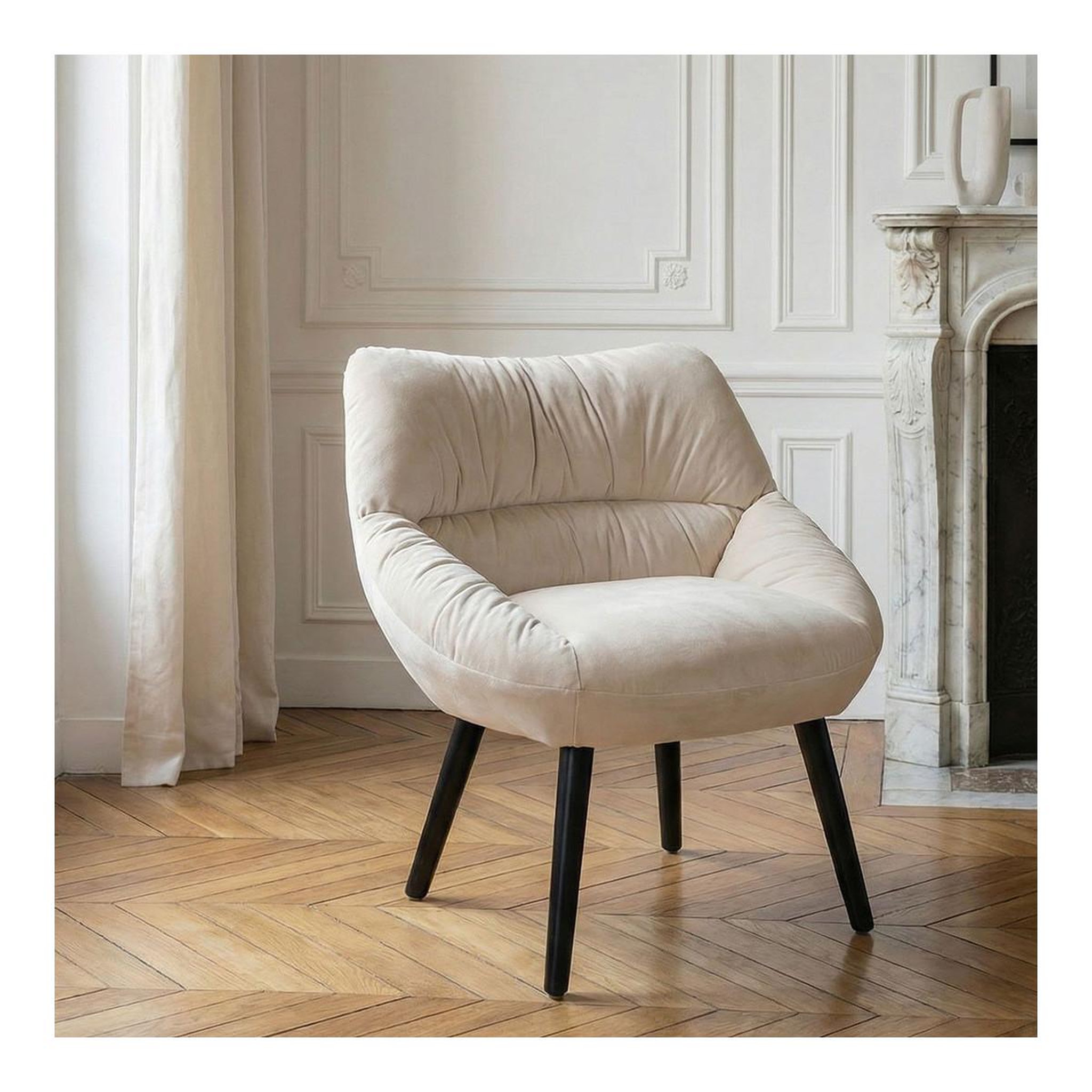 Voir la diapositive 5 : Paris Prix Fauteuil design en velours  neal  74cm beige