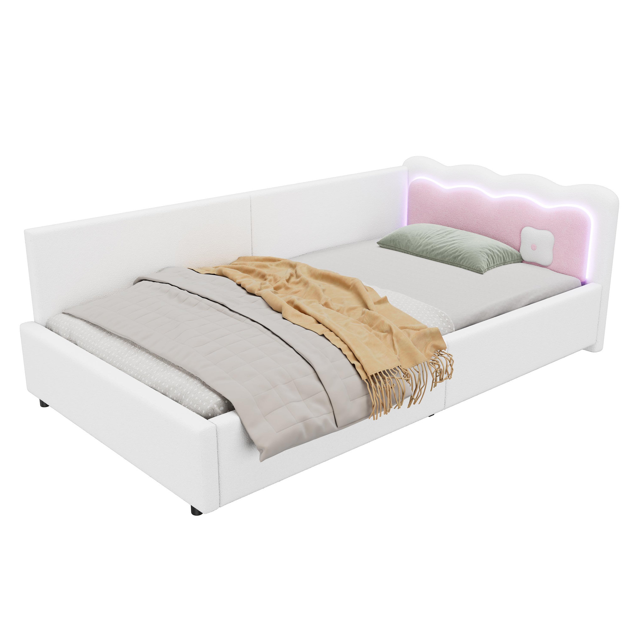 Voir la diapositive 1 : MERAX Lit simple rembourré 90x200cm