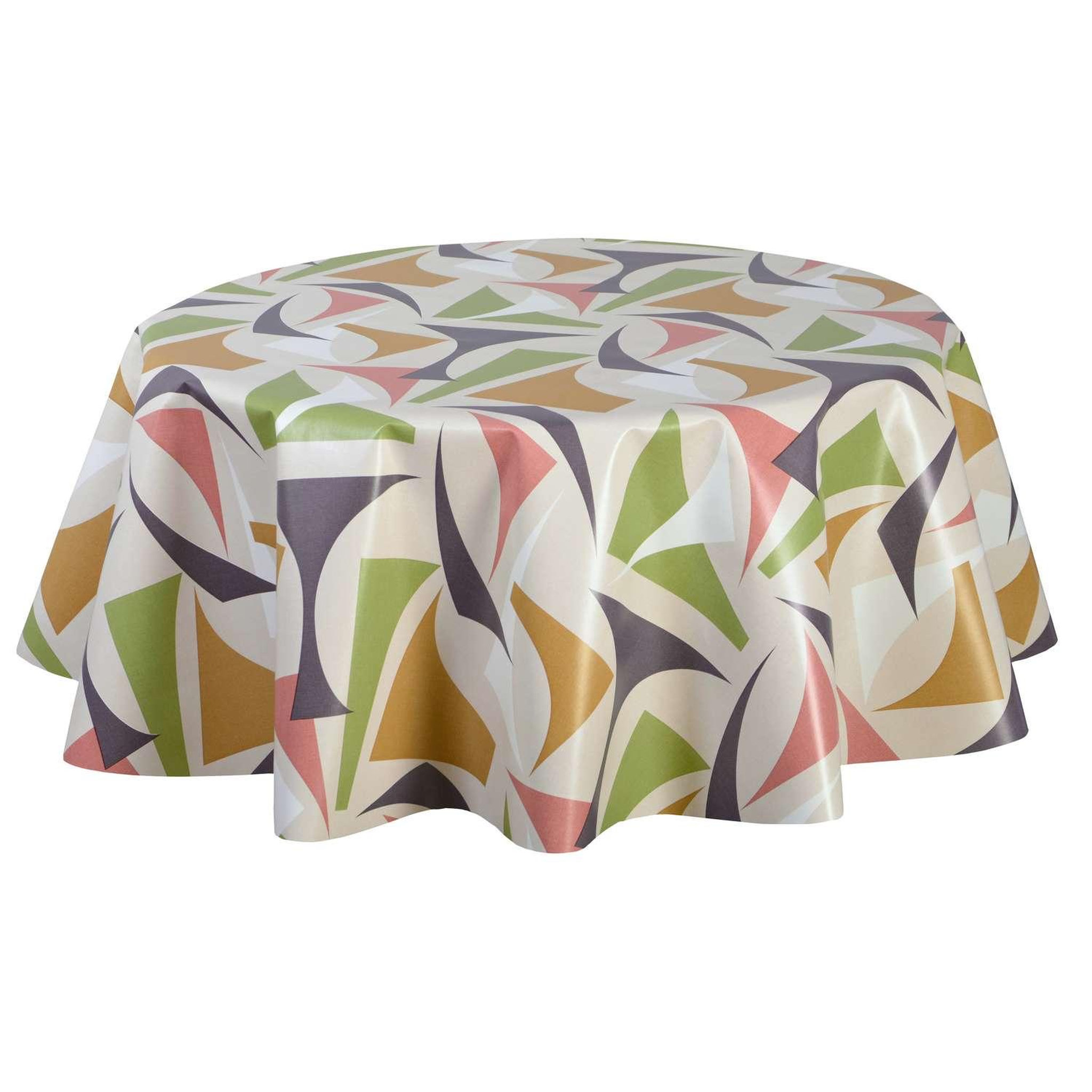 Voir la diapositive 1 : HABITABLE Nappe en toile cirée ronde Figu - Diam. 150 cm - Vert