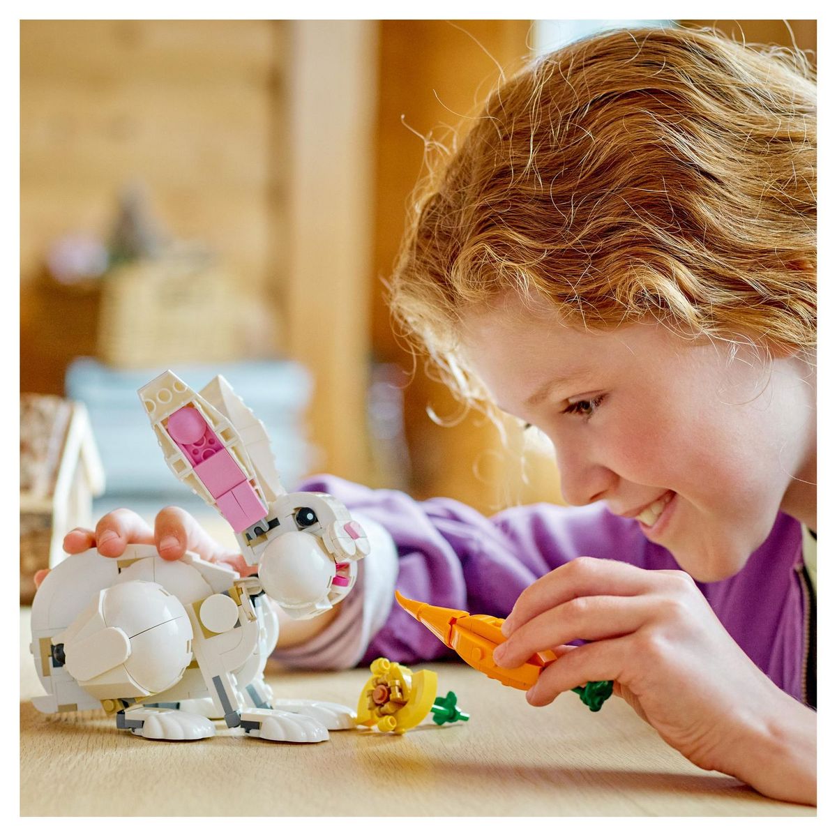 LEGO Creator 31133 Le lapin blanc, Jouet avec Animaux, dont Figurines de Poisson, Phoque et Perroquet