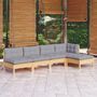 Voir la diapositive 1 : VIDAXL Salon de jardin 5 pcs avec coussins gris bois de pin