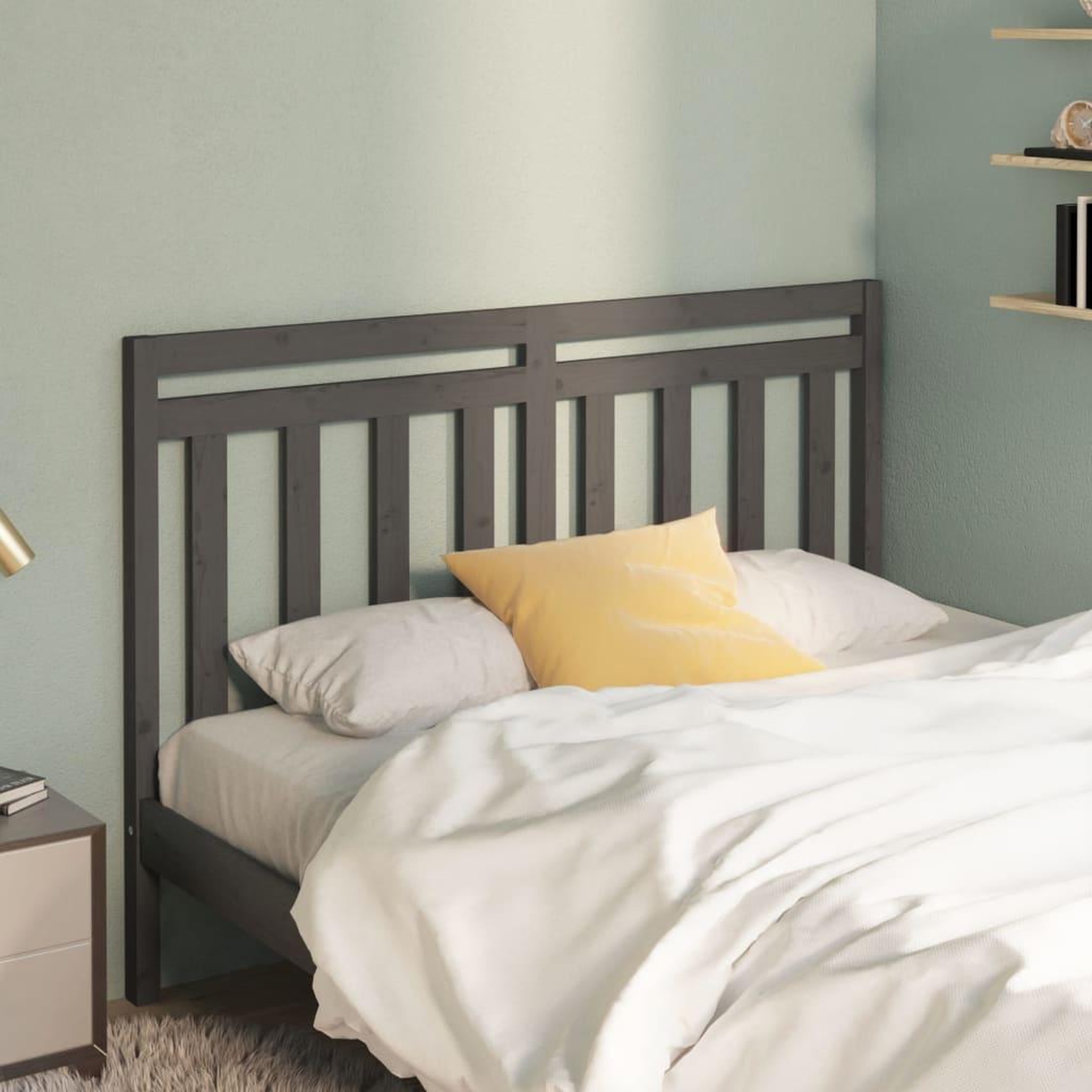 Voir la diapositive 1 : VIDAXL Tete de lit Gris 146x4x100 cm Bois massif de pin