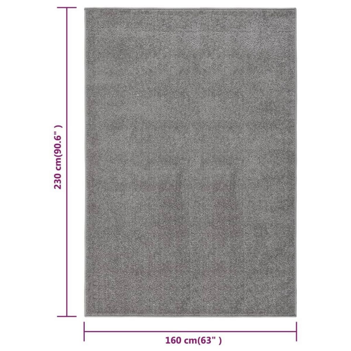 VIDAXL Tapis a poils courts 160x230 cm Gris