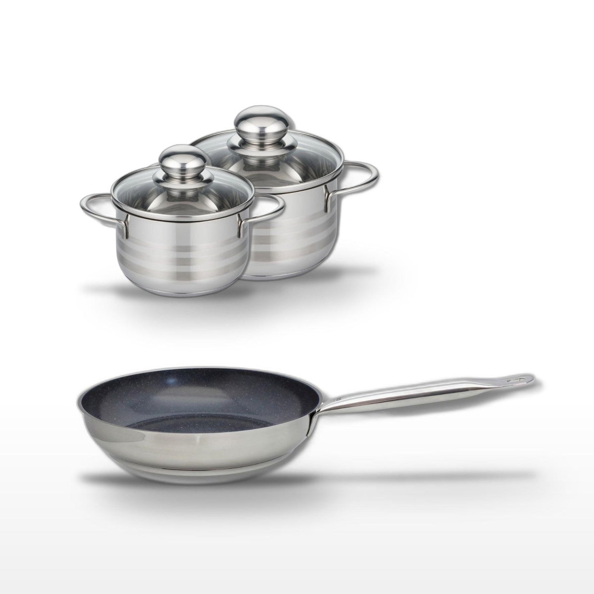 ELO Lot Poêle céramique 28cm & 2 Faitouts 14/16cm Elo Profi Therm Platinum