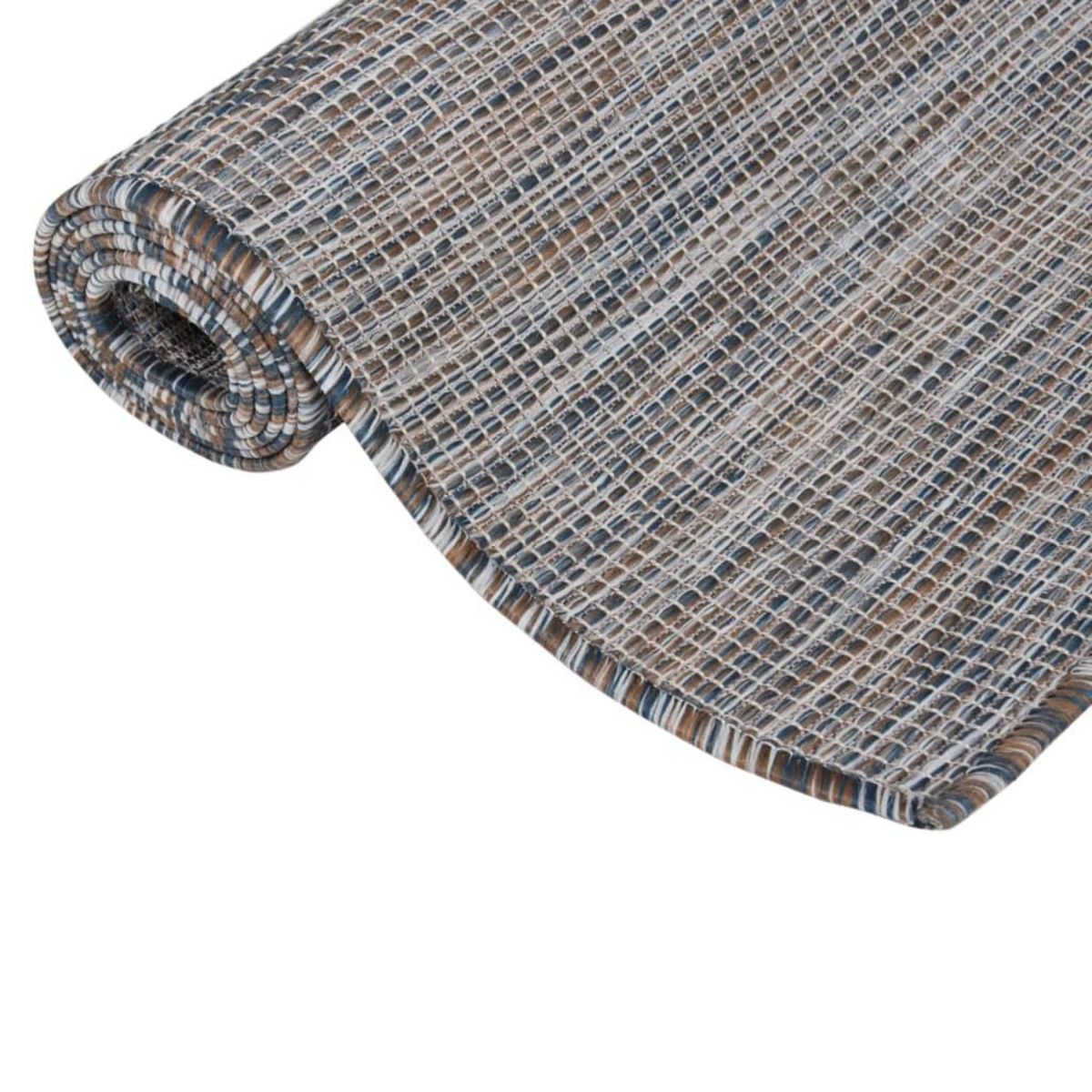 VIDAXL Tapis a tissage plat d'exterieur 80x150 cm Marron et bleu