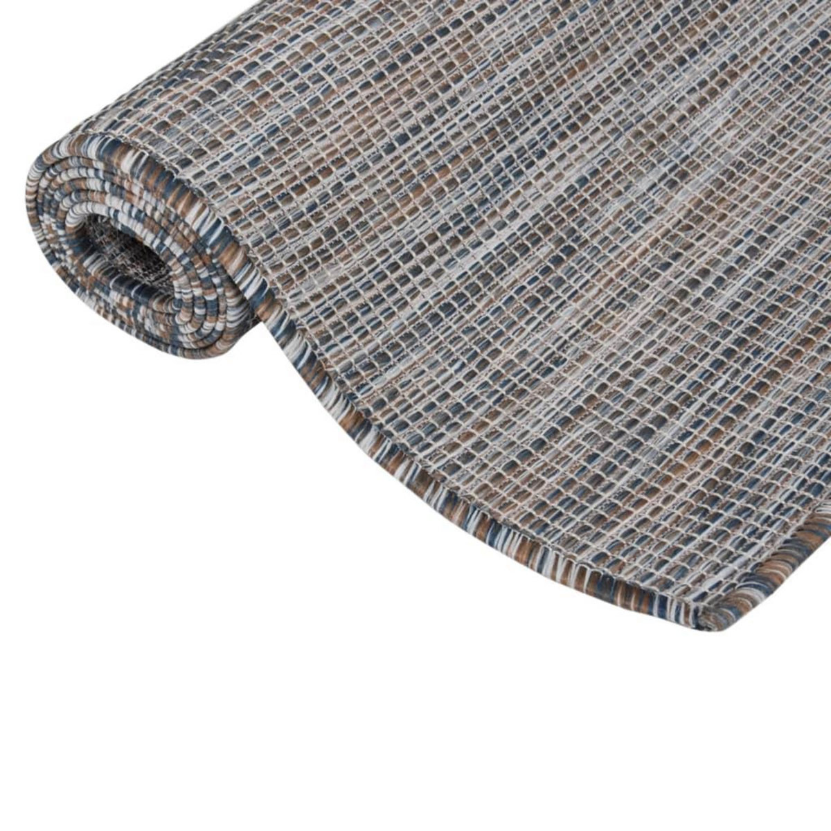 VIDAXL Tapis a tissage plat d'exterieur 80x150 cm Marron et bleu