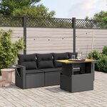 VIDAXL Salon de jardin 5 pcs avec coussins noir resine tressee
