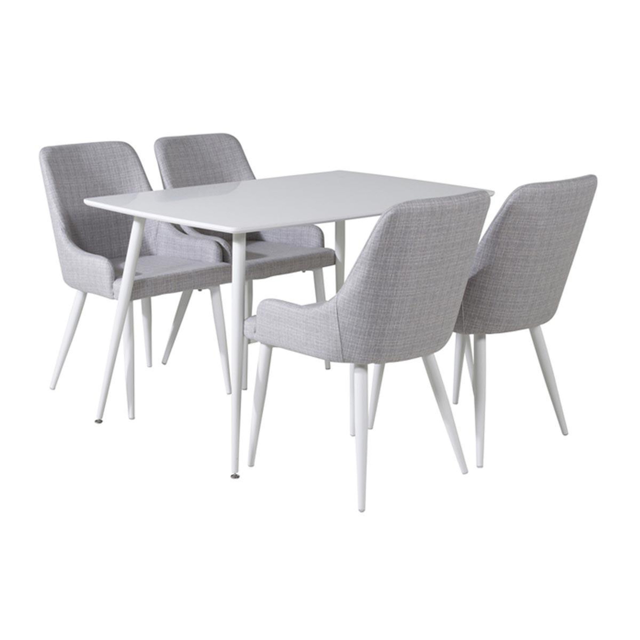 Paris Prix Ensemble table à manger & 4 chaises  polar & plaza  120cm blanc & gris