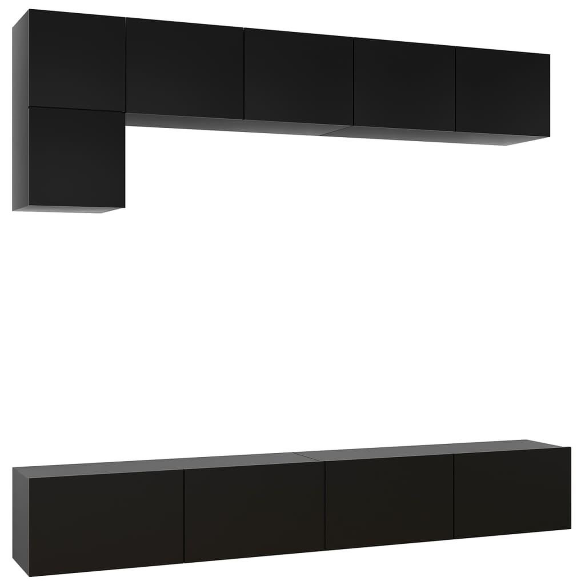 Voir la diapositive 2 : VIDAXL Ensemble de meuble TV 5 pcs Noir Bois d'ingenierie